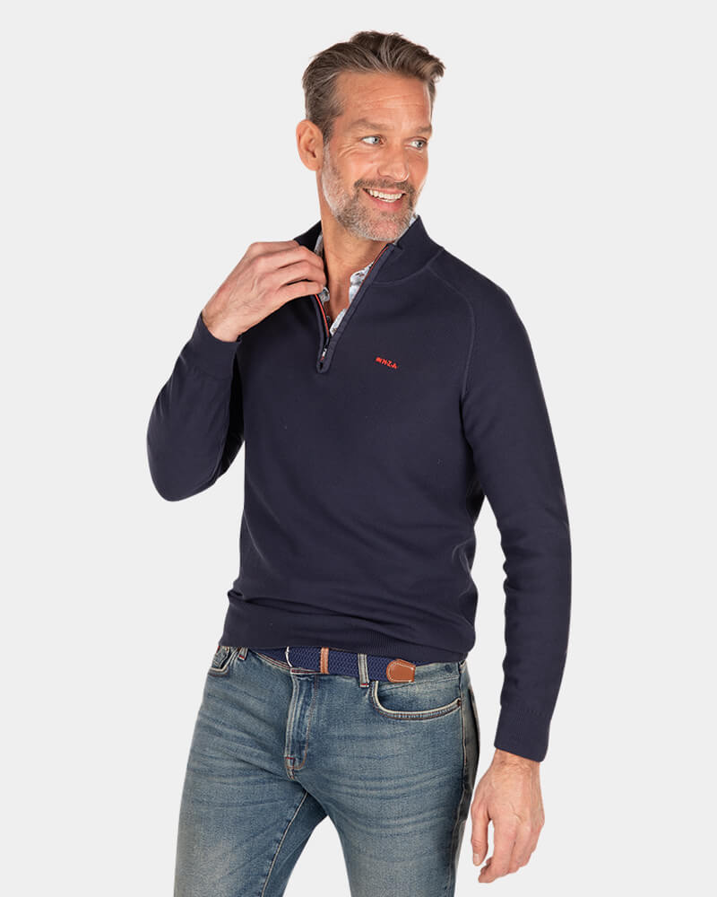 Solid coloured half zip jumper - Traditional Navy