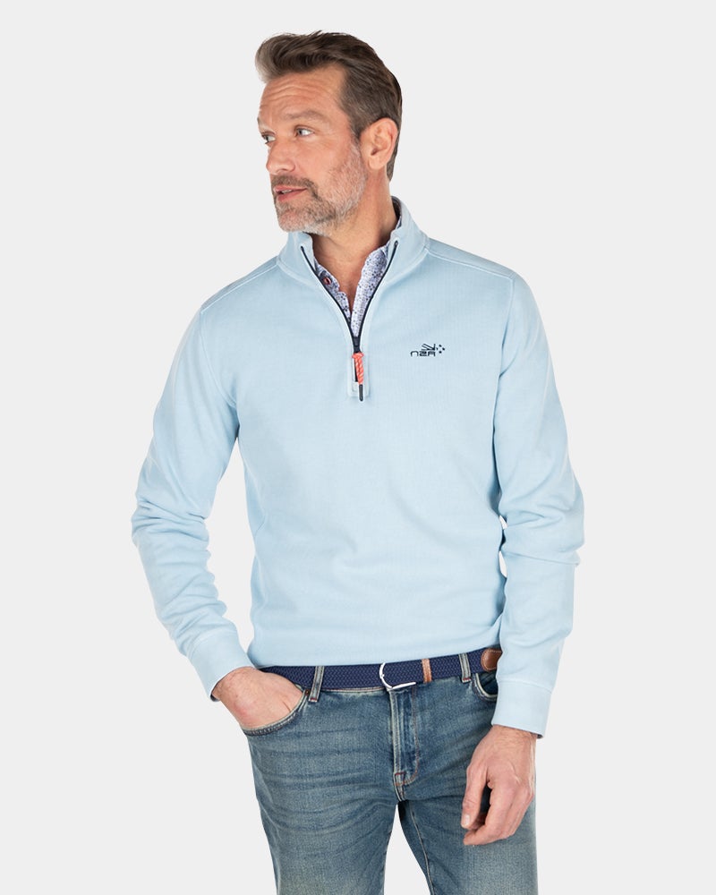 Gerippter Pullover mit Reißverschluss - Rhythm Blue