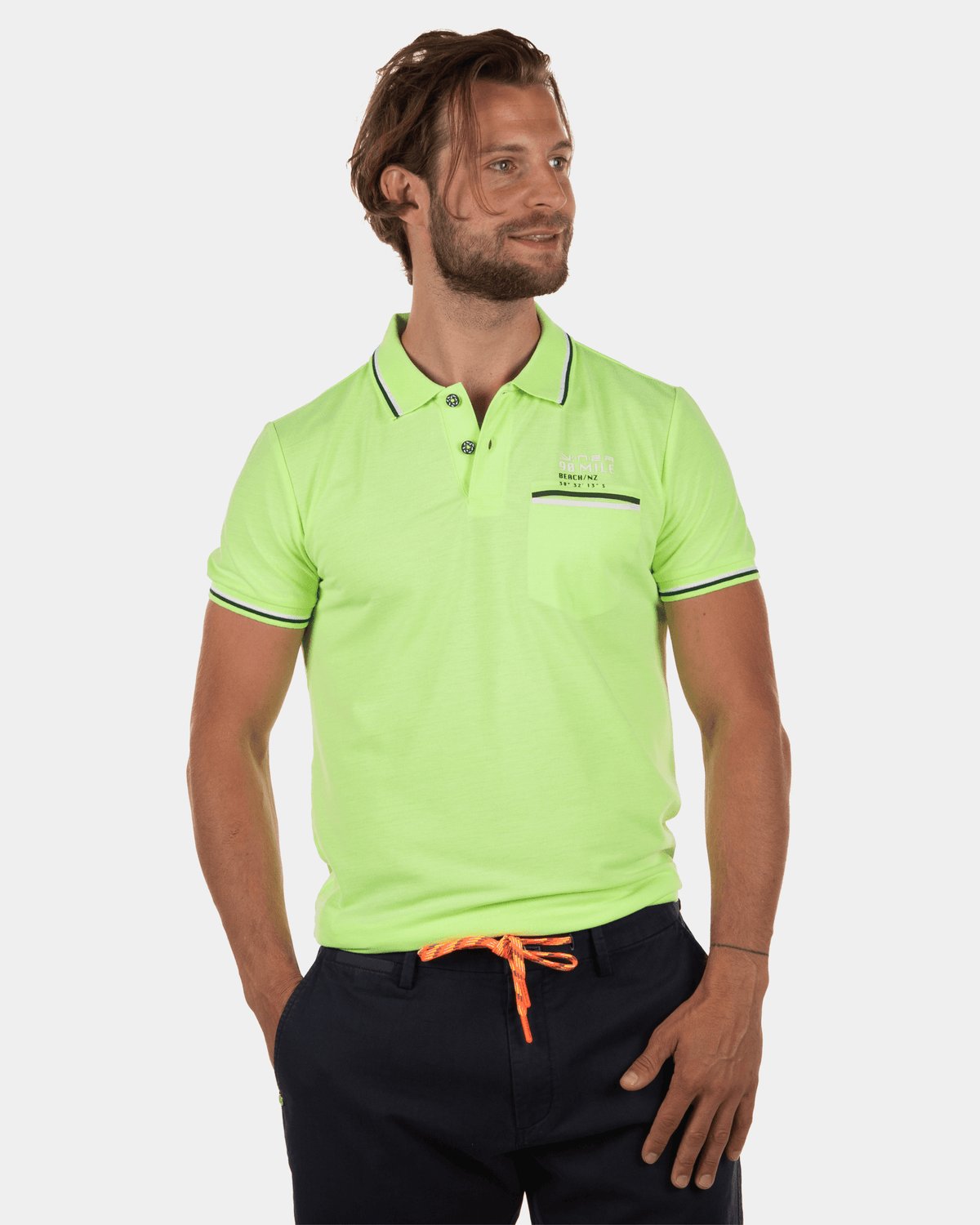 Slim fit polo Fork Stream - Cellery Neon Green