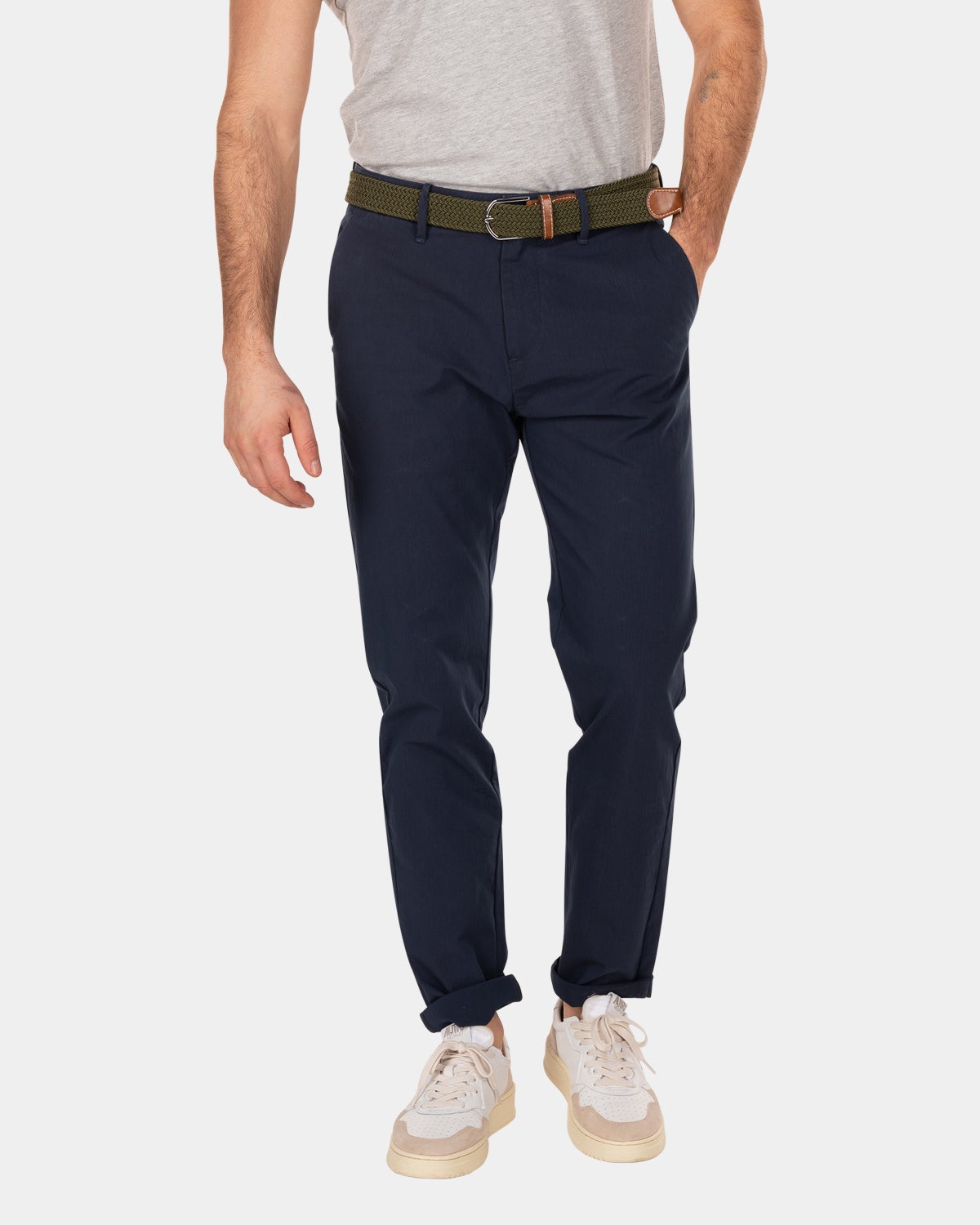 Pantalón chino liso con elástico - Traditional Navy