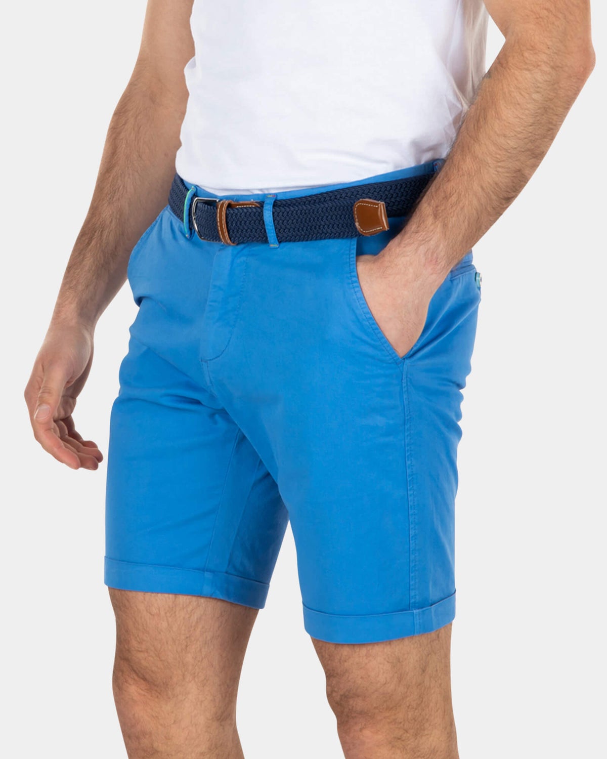 Katoenen stretch chino shorts Blauw