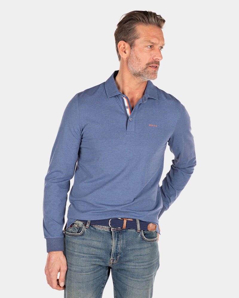 Stretch-Polo mit langen Ärmeln - Dusk Navy