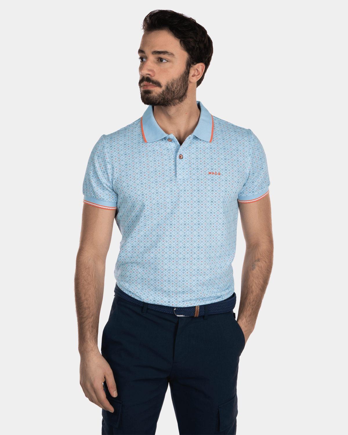 Gepunktetes Poloshirt - Bright Sky