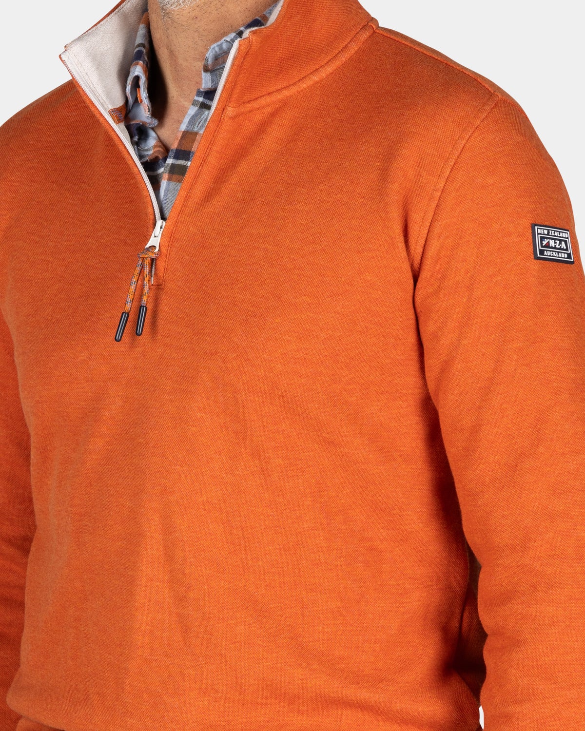 Oranje sweater met halve rits - Almond Orange