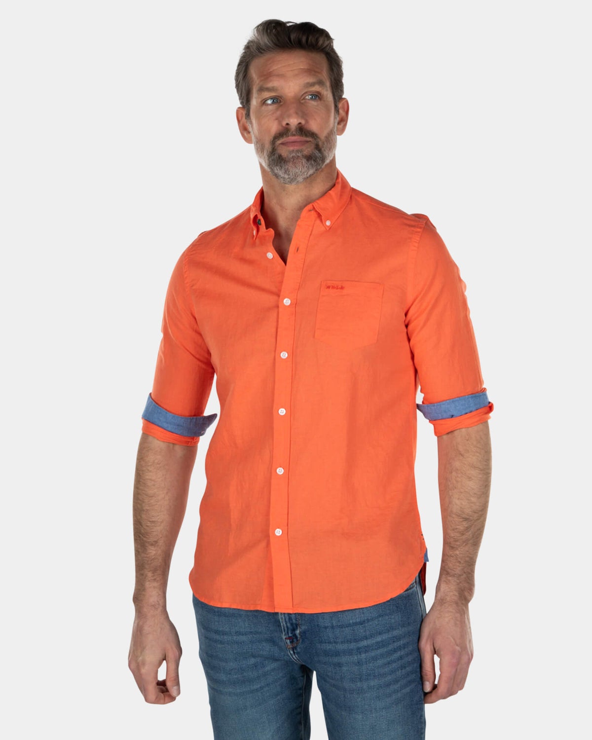 Camisa de lino de color liso - Burned Orange