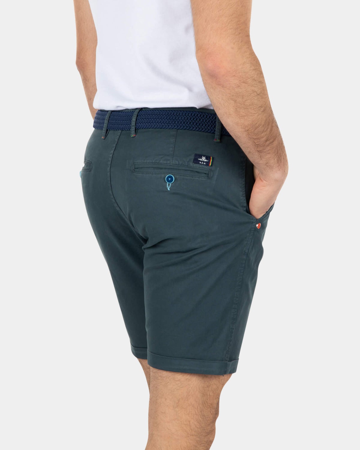 Short chino en coton stretch - Green Grey