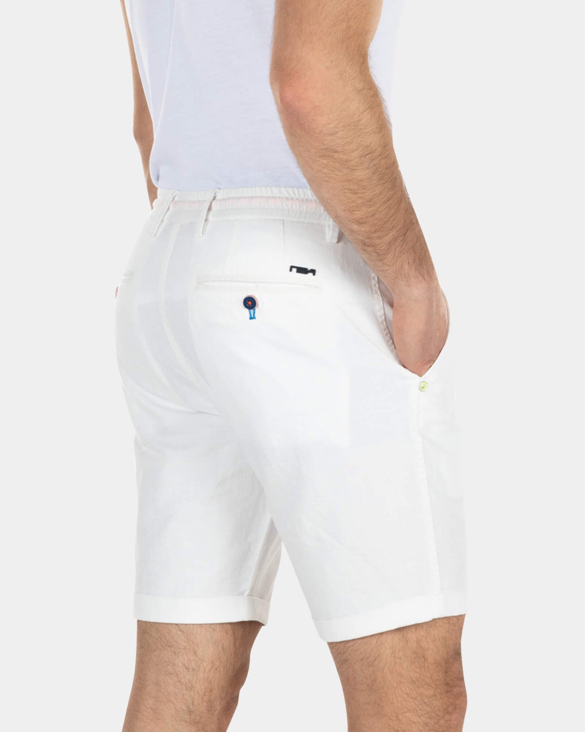 Korte chino van linnen - Off White