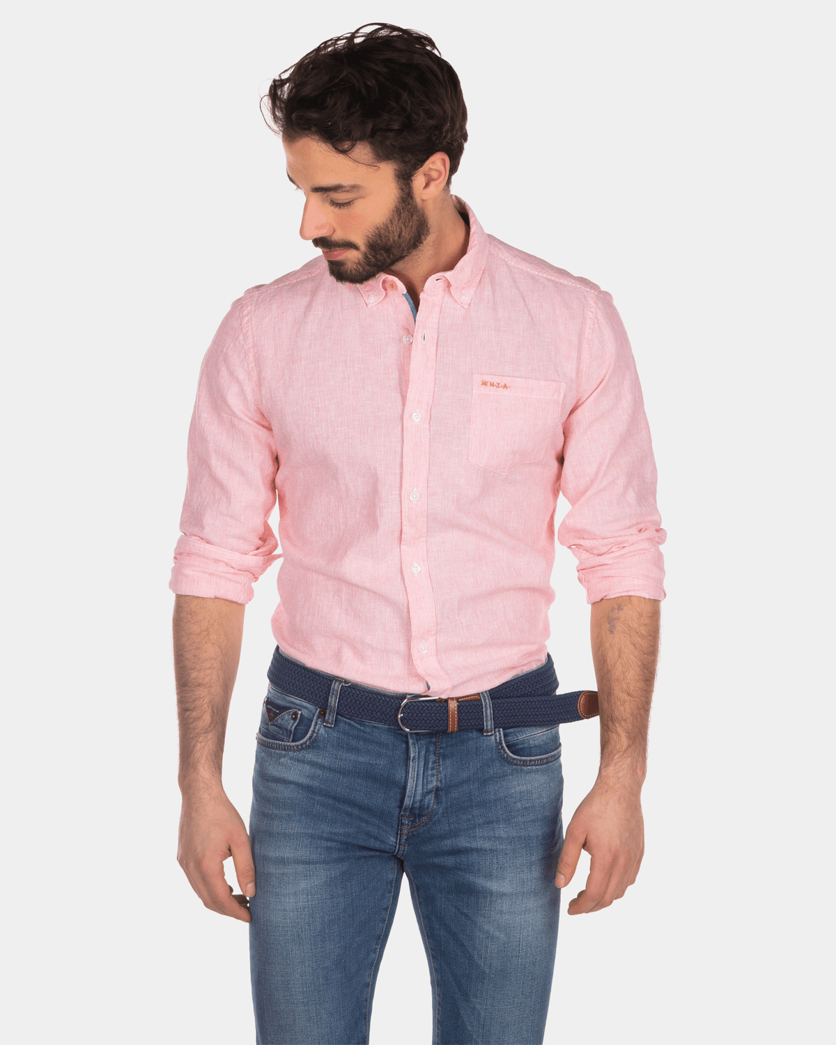 Camisa de lino lisa - Burned naranja