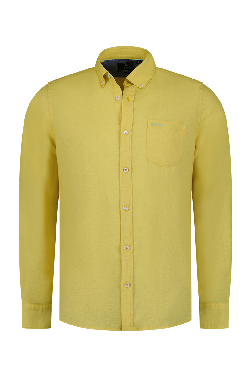 Chemise en lin uni de plusieurs couleurs - Iguana Yellow