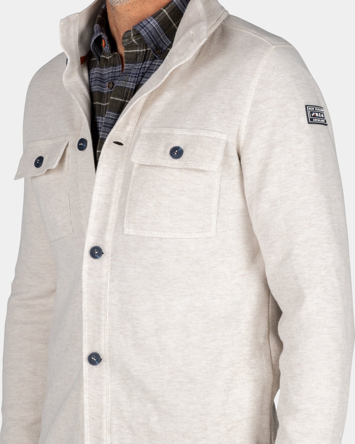 White cotton overshirt - Powder Sand