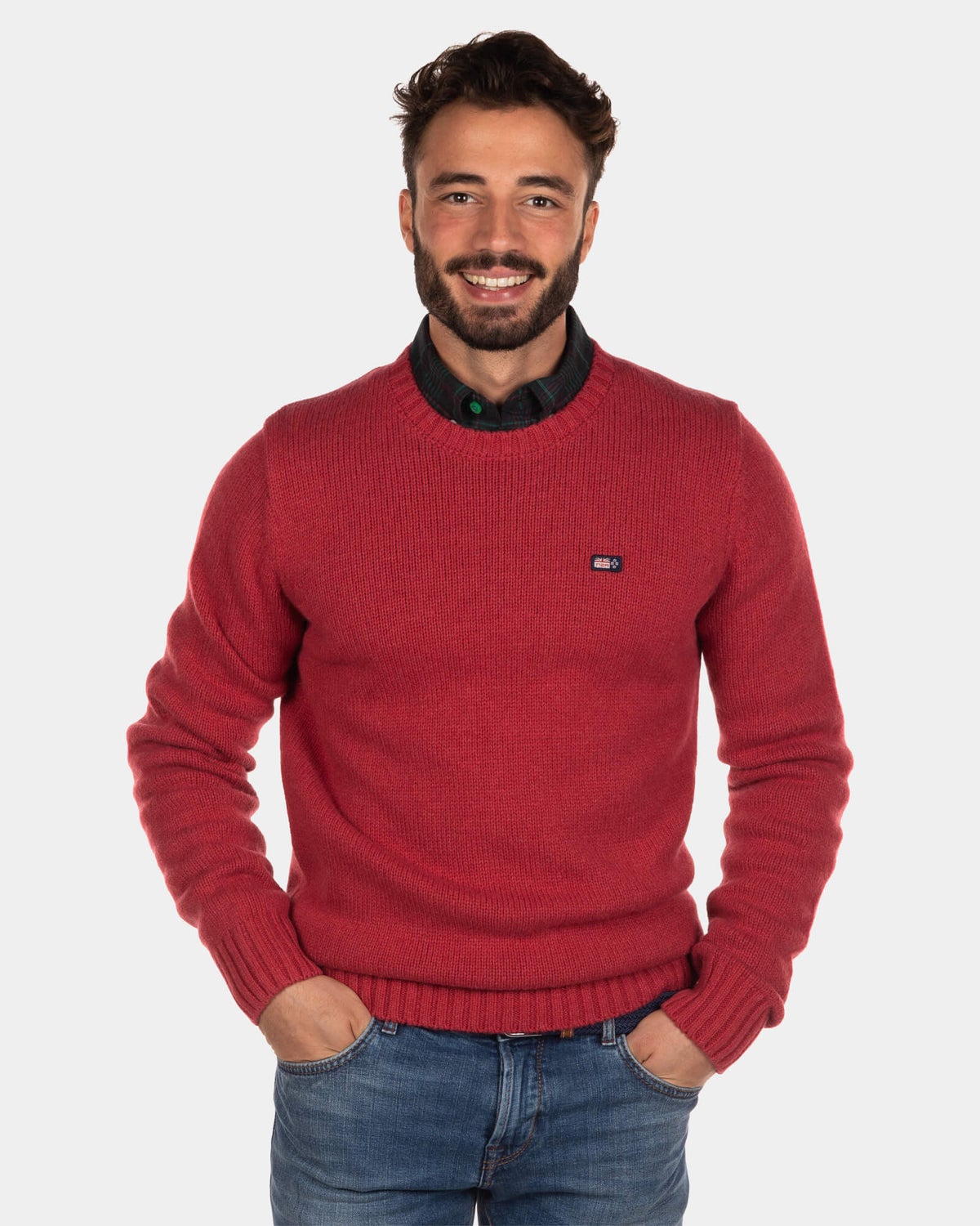 Pull col rond Cerf - Cardinal Red