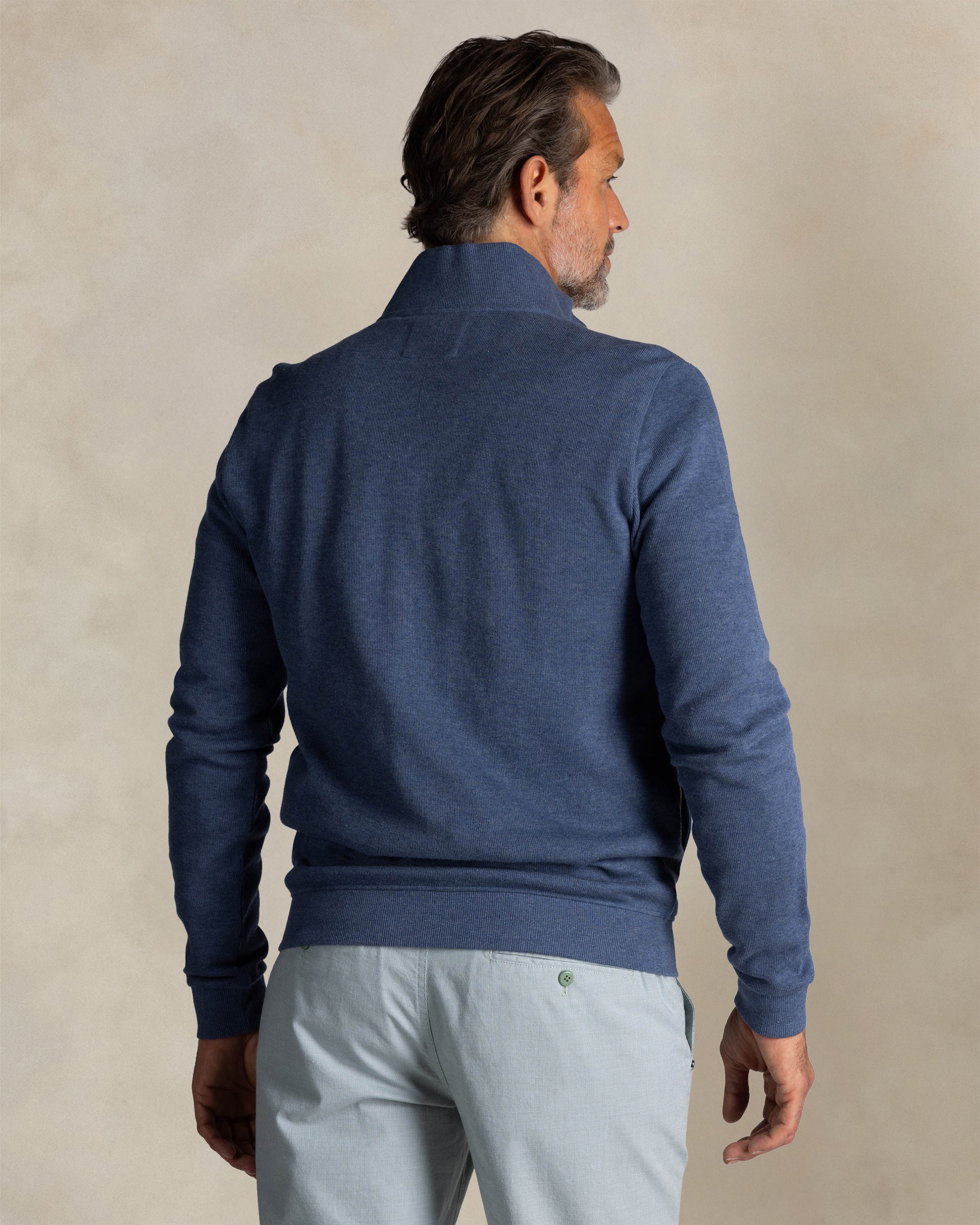 Chaqueta de algodón azul marino con cremallera completa Chaqueta de algodón azul marino con cremallera completa