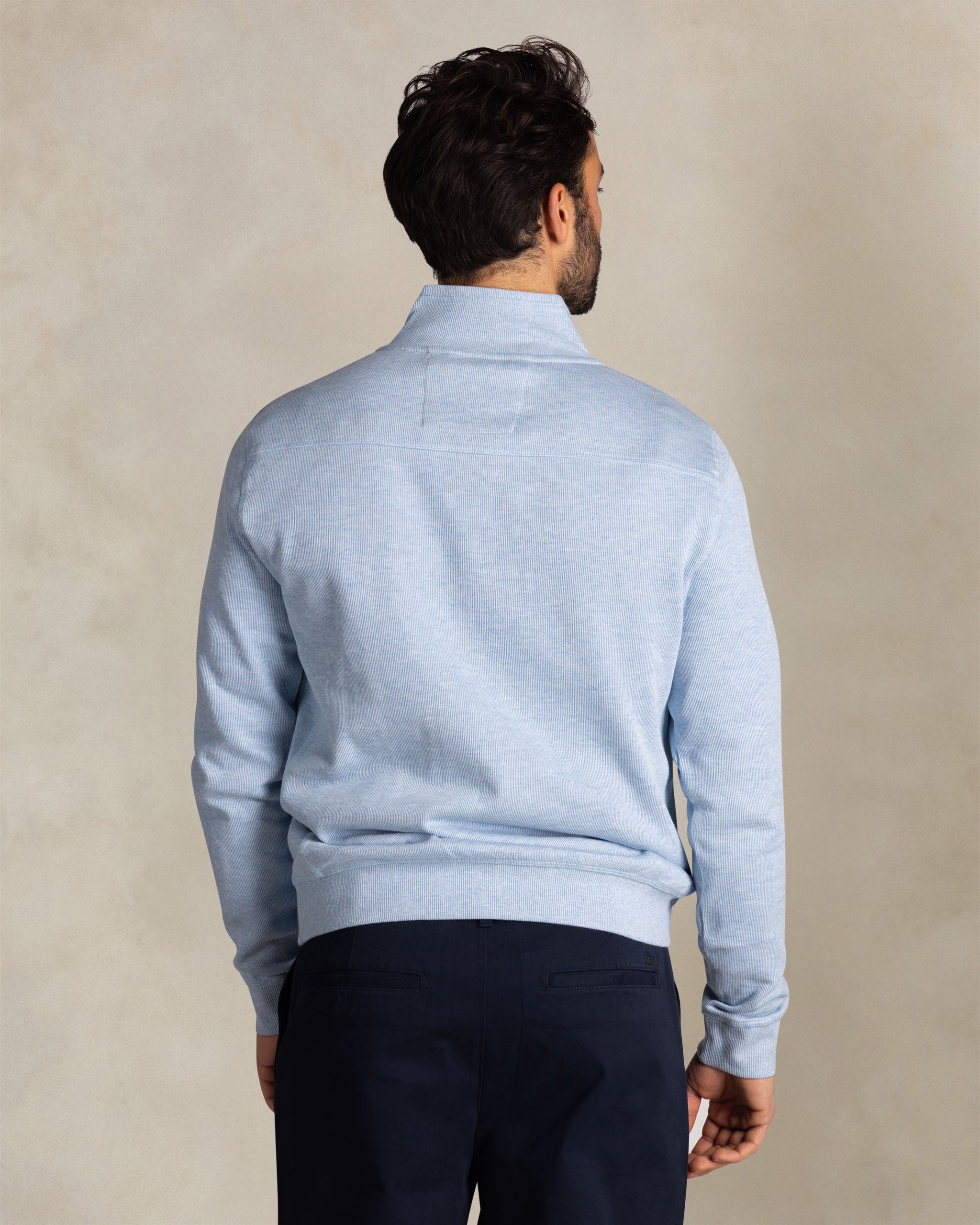 Blauwe katoenen half zip sweater Blauwe katoenen half zip sweater
