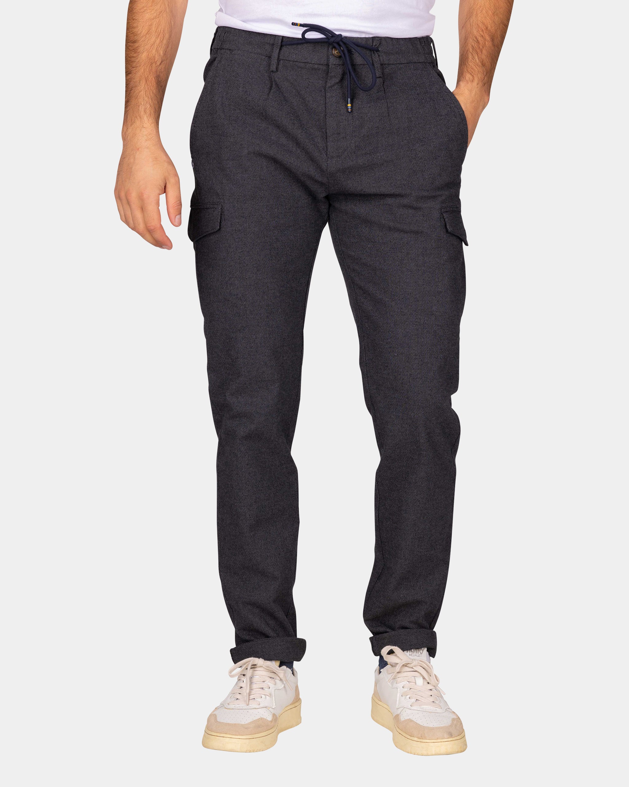 Grey wool look cargo pants - Grey Melange Grey wool look cargo pants - Grey Melange