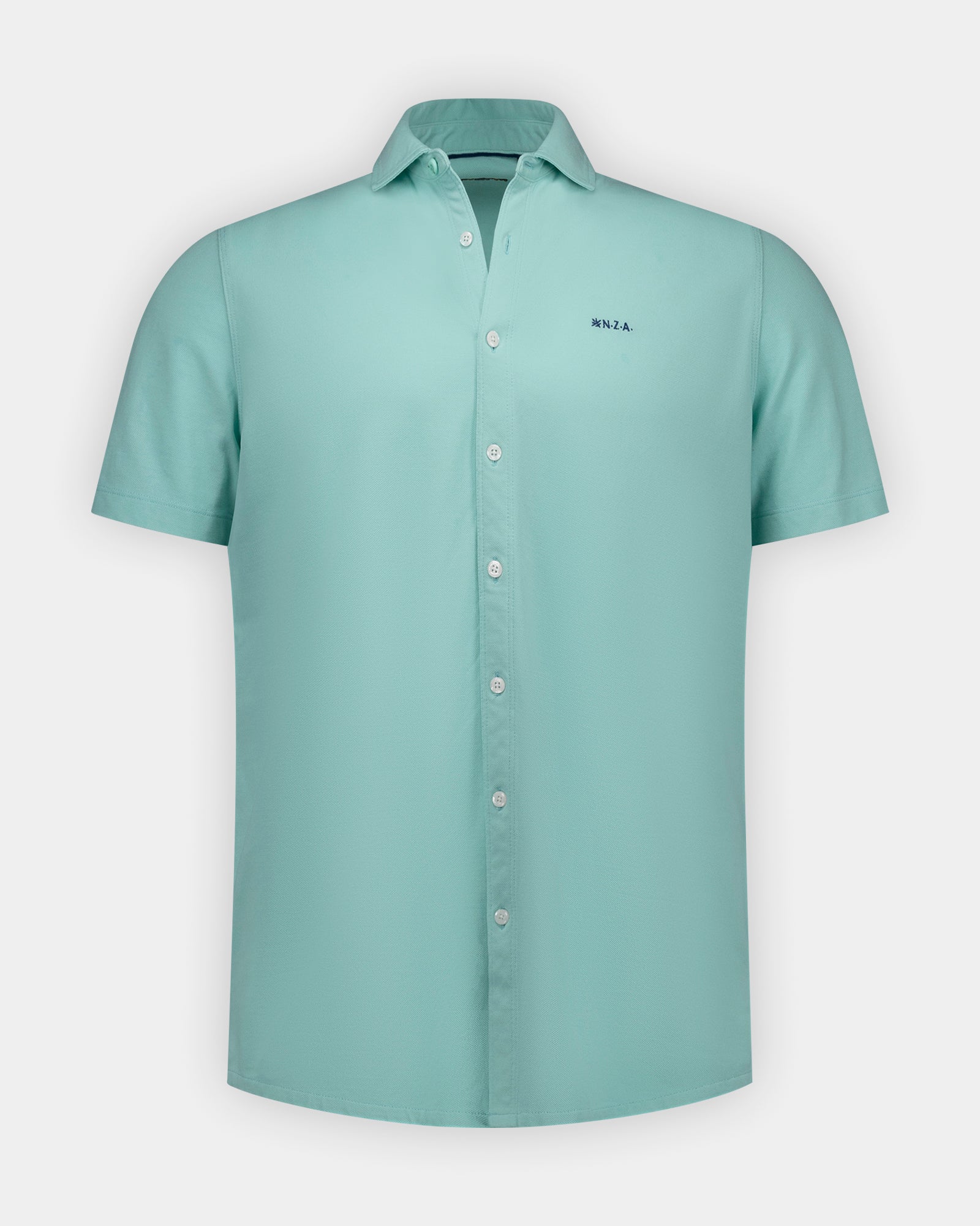 Chemise piqué à manches courtes en coton 100% vert clair Chemise piqué à manches courtes en coton 100% vert clair