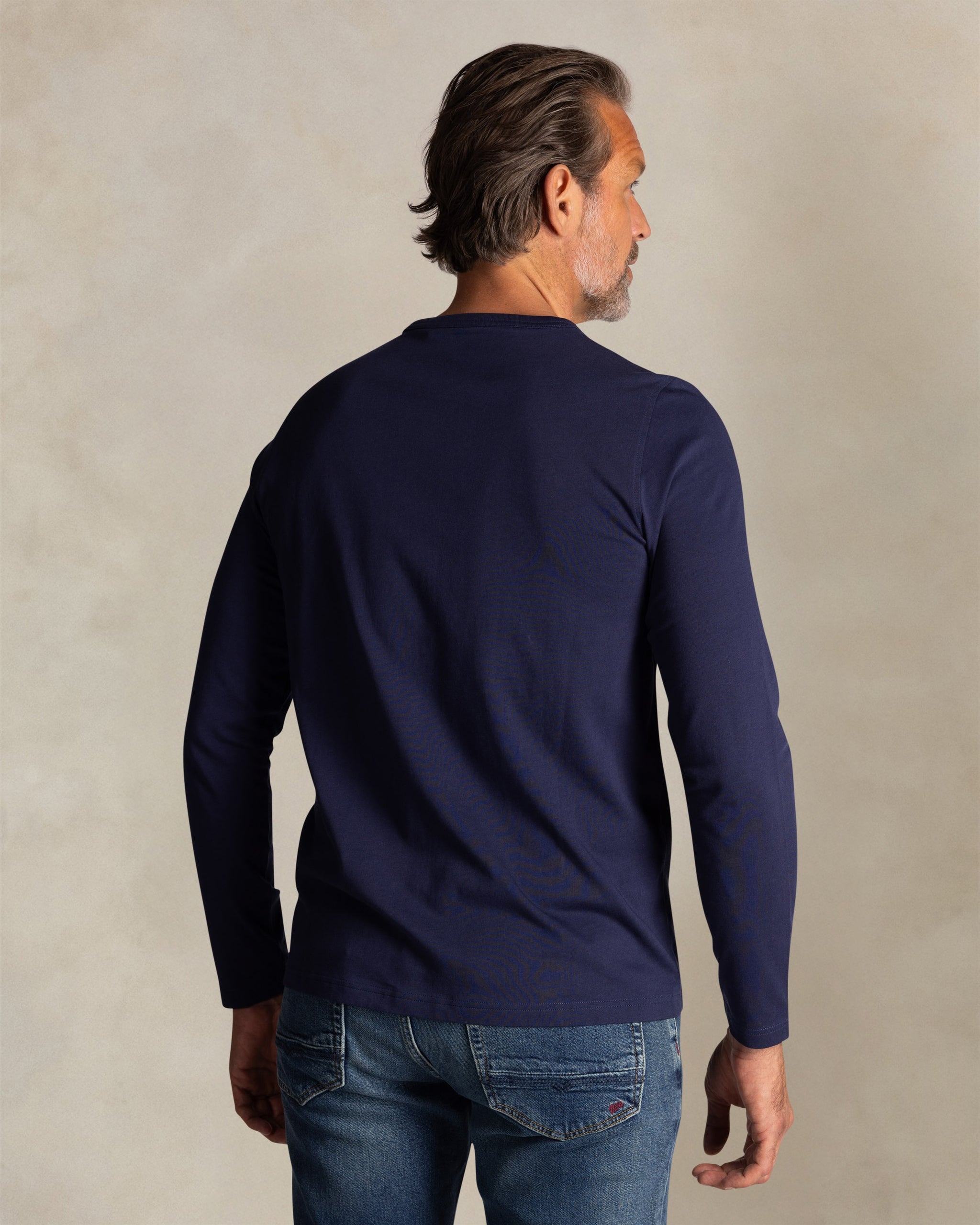 Blaues Baumwoll-Longsleeve Blaues Baumwoll-Longsleeve