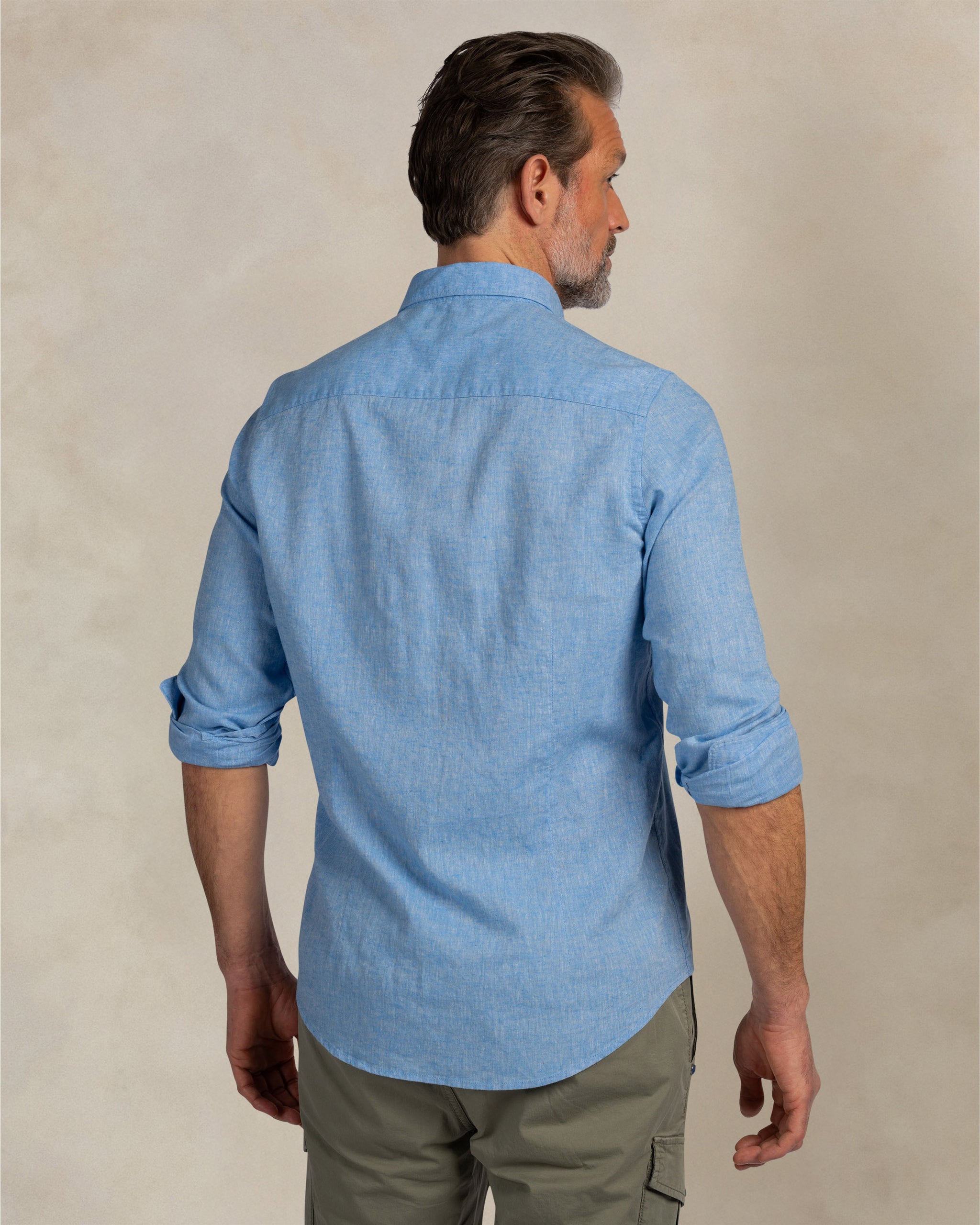 Camisa azul de lino Camisa azul de lino