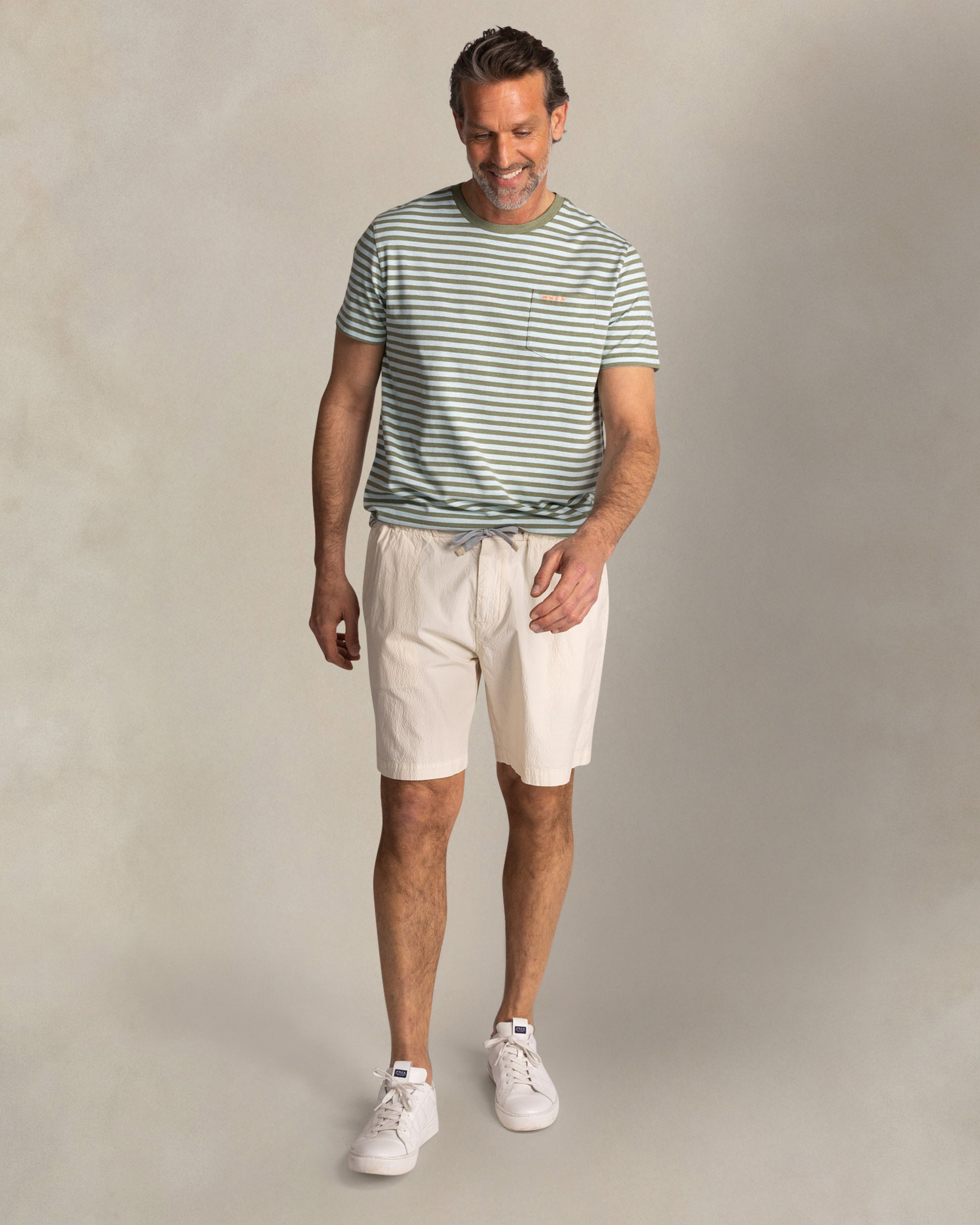 Green T-shirt with light green stripes Green T-shirt with light green stripes