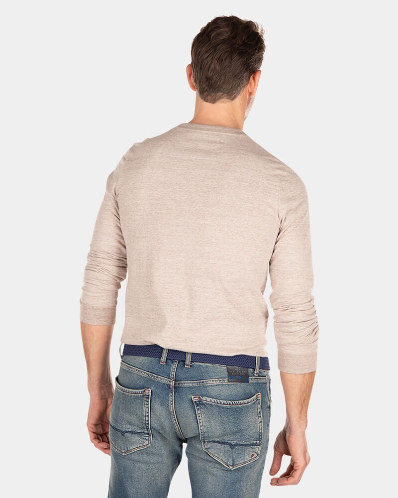 Manga larga con cuello redondo. - Shimmering Sand Manga larga con cuello redondo. - Shimmering Sand