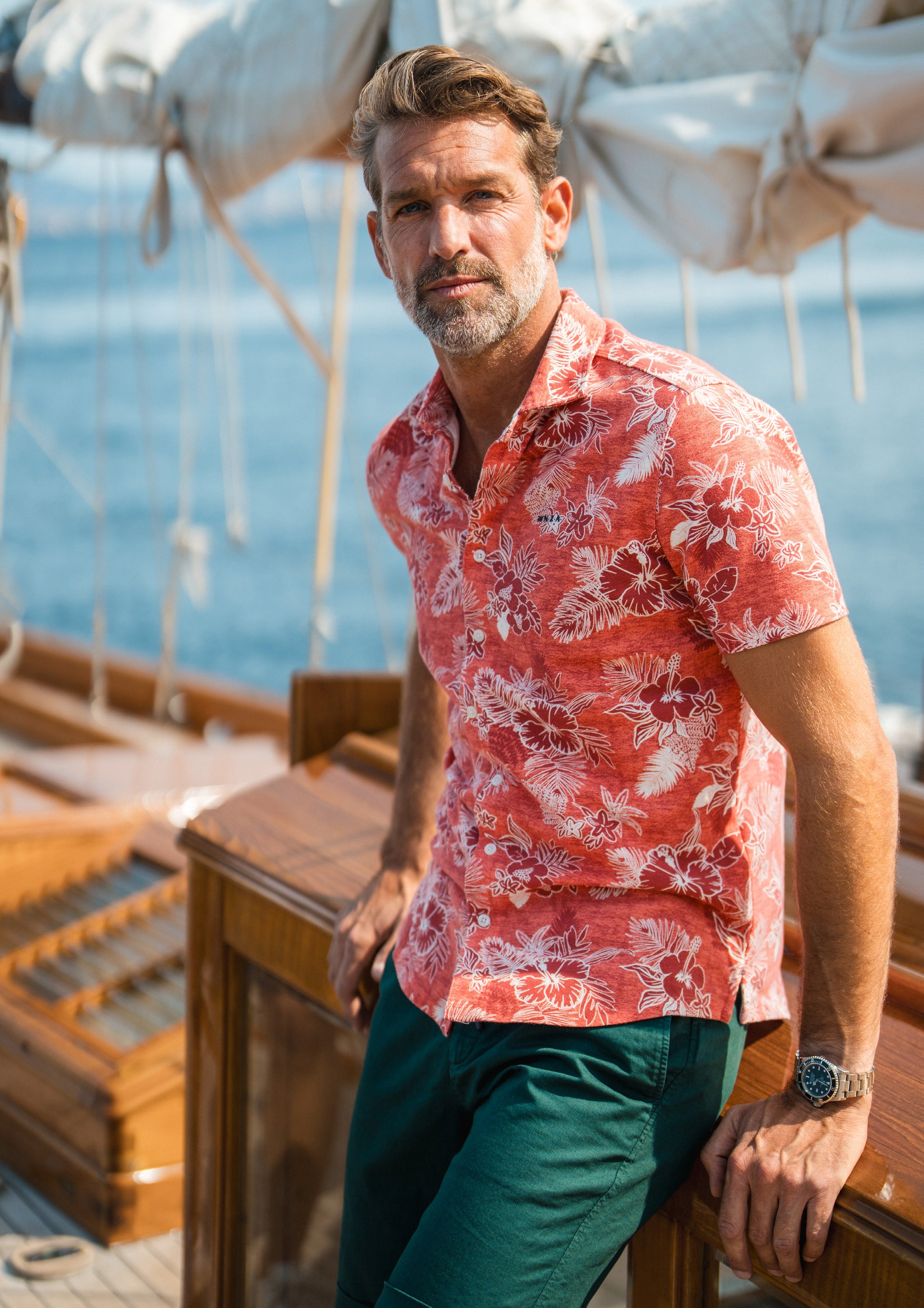 Chemise orange ネ fleurs blanches - Fresh Orange Chemise orange ネ fleurs blanches - Fresh Orange