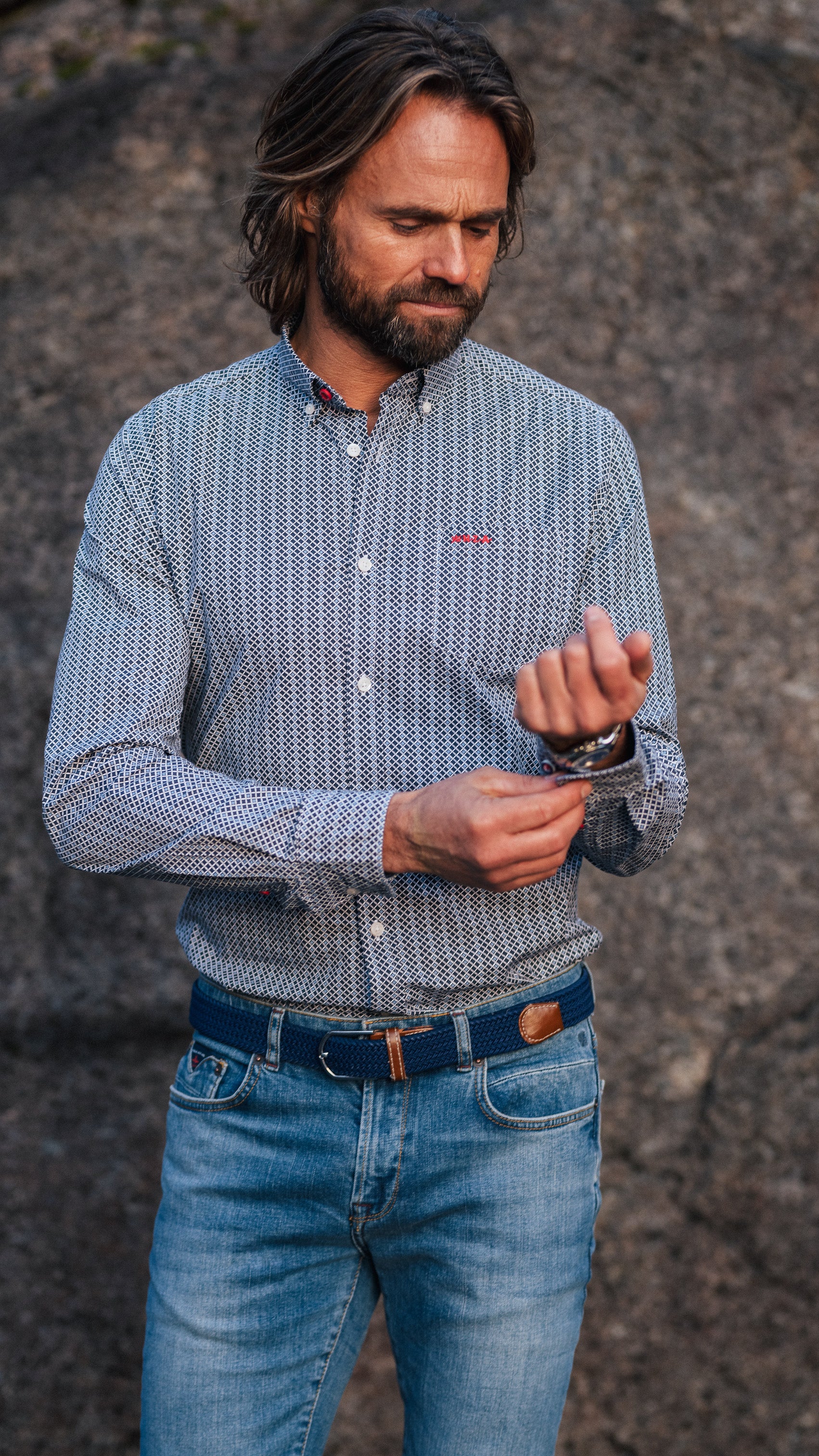 Camisa de algodón azul con elastano - Brave Blue Camisa de algodón azul con elastano - Brave Blue