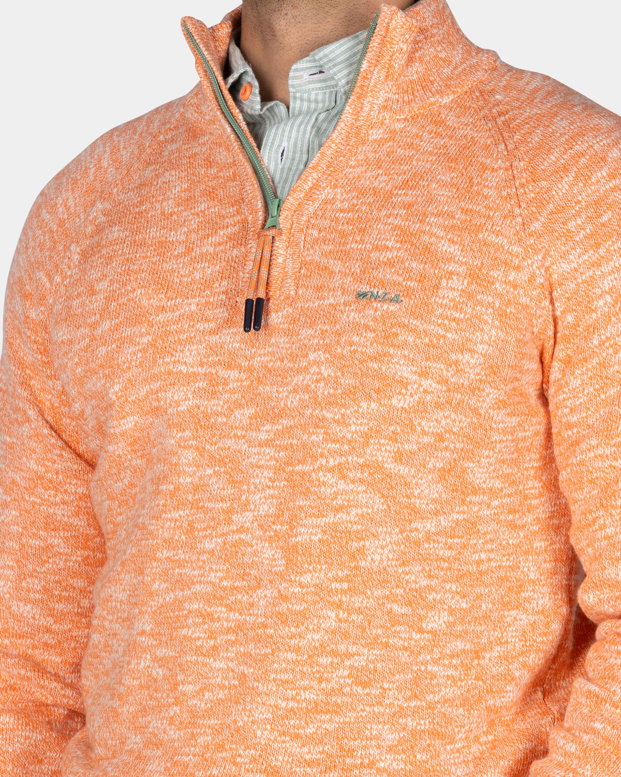 Orange cotton sweater with half zipper Orange cotton sweater with half zipper