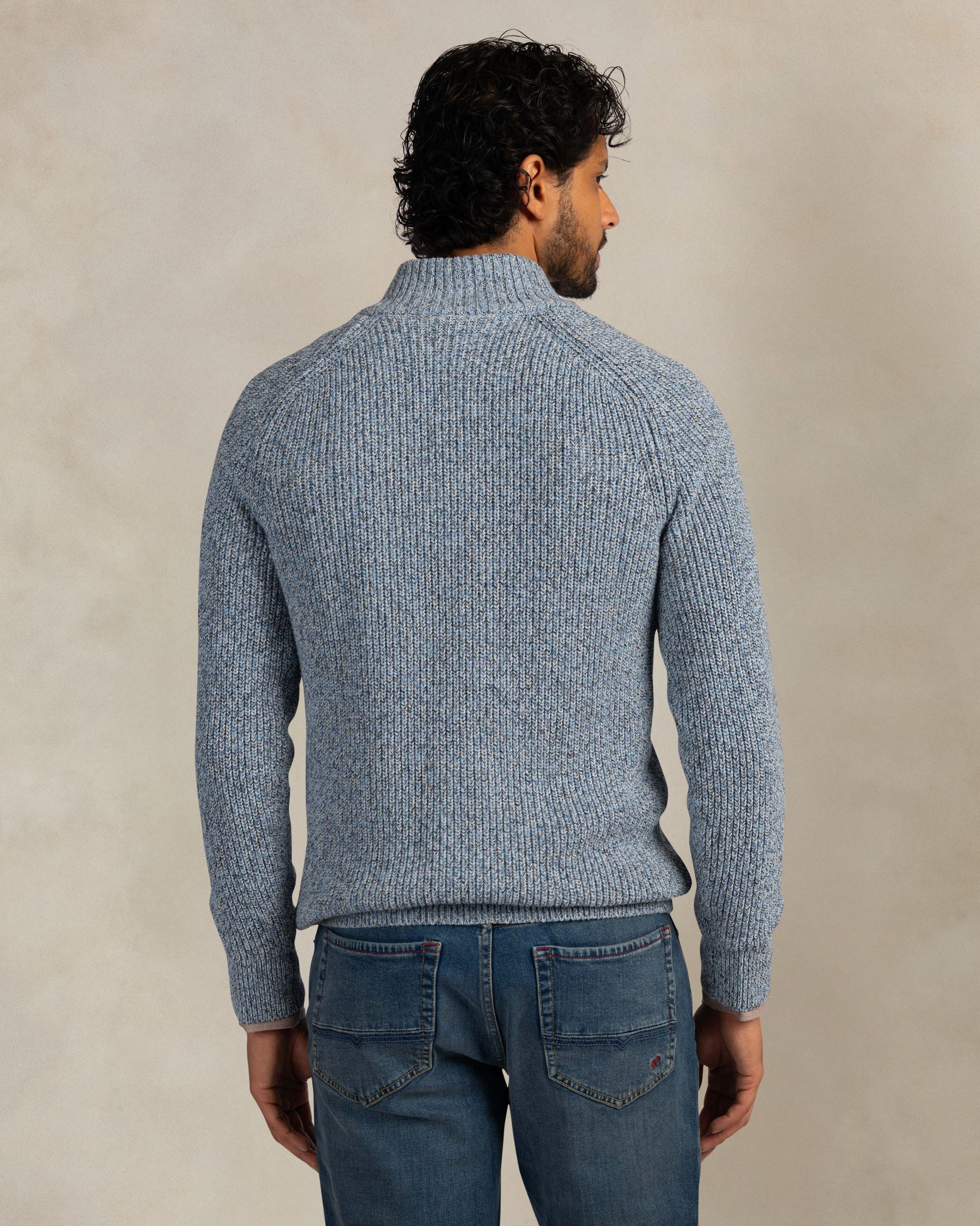 Light blue chunky knit quarter zip pullover Light blue chunky knit quarter zip pullover