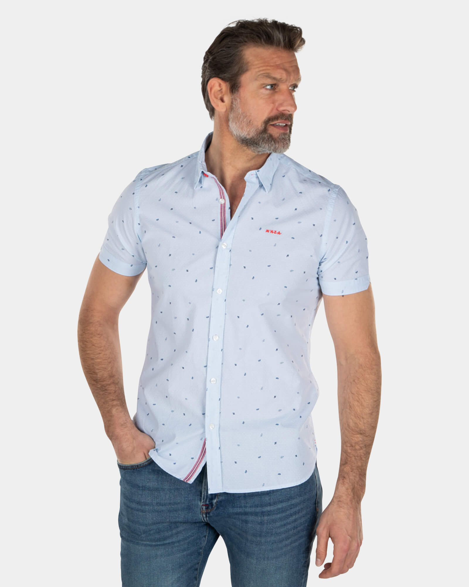 Chemise à pois bleu clair manches courtes - Light Blue Chemise à pois bleu clair manches courtes - Light Blue