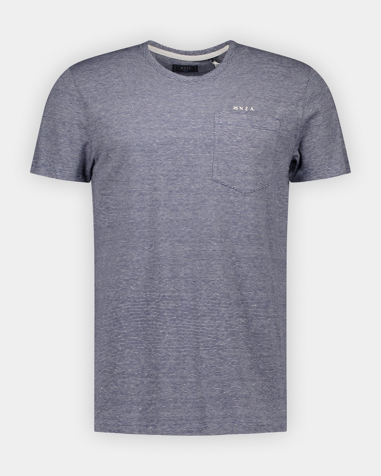 Blau gestreiftes Leinen-T-Shirt Blau gestreiftes Leinen-T-Shirt