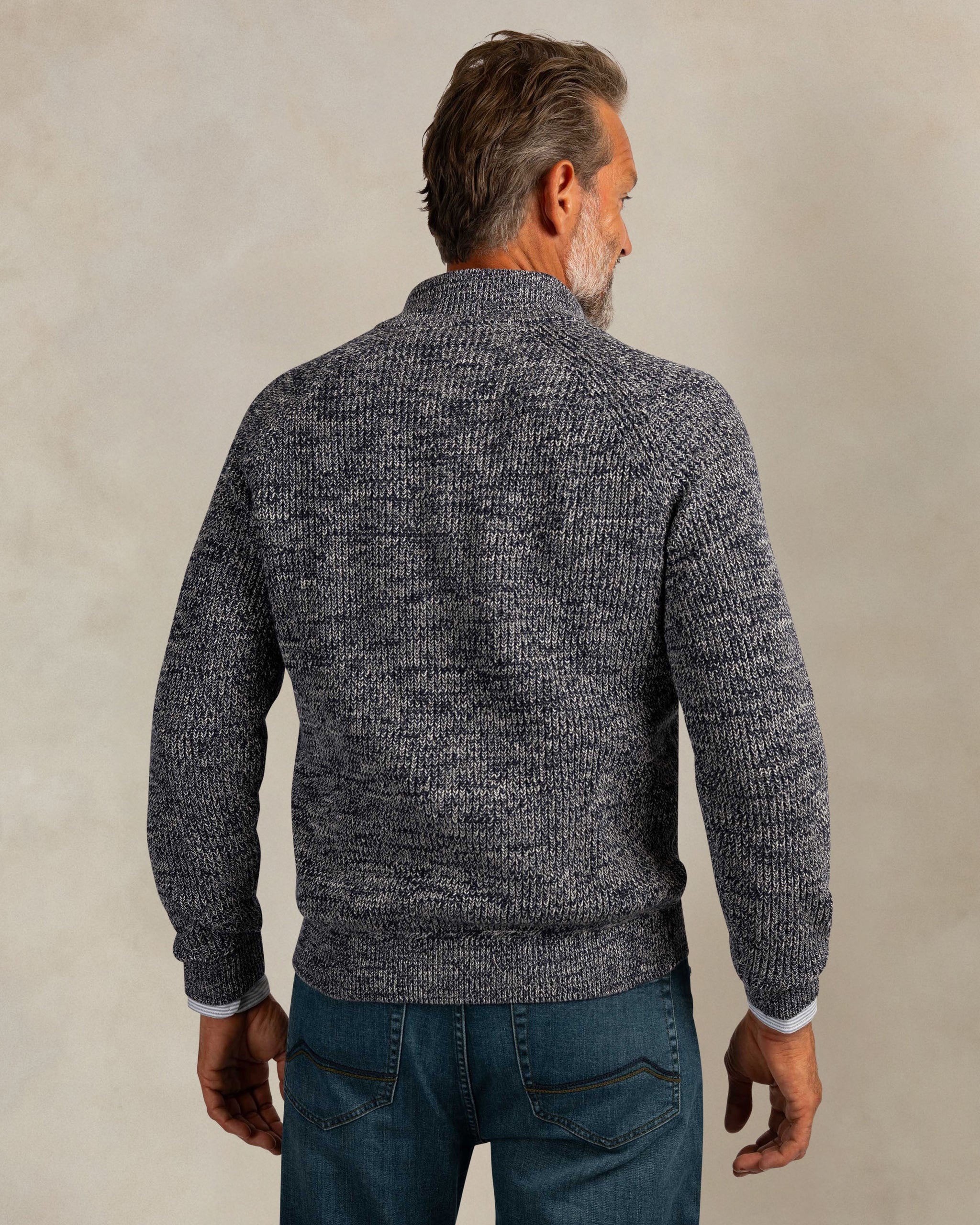 Dark blue melange quarter zip knit Dark blue melange quarter zip knit