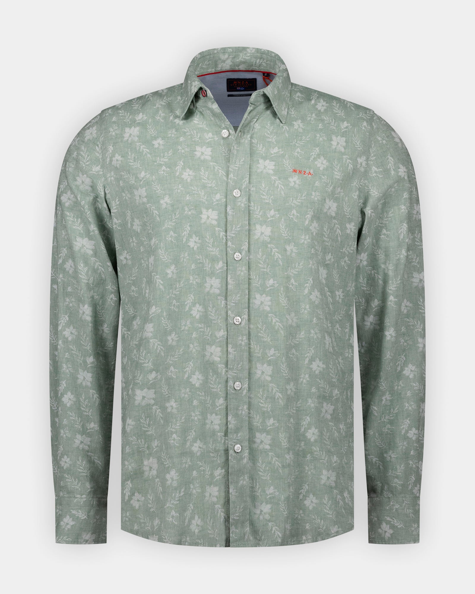 Camisa de lino verde claro con estampado Camisa de lino verde claro con estampado