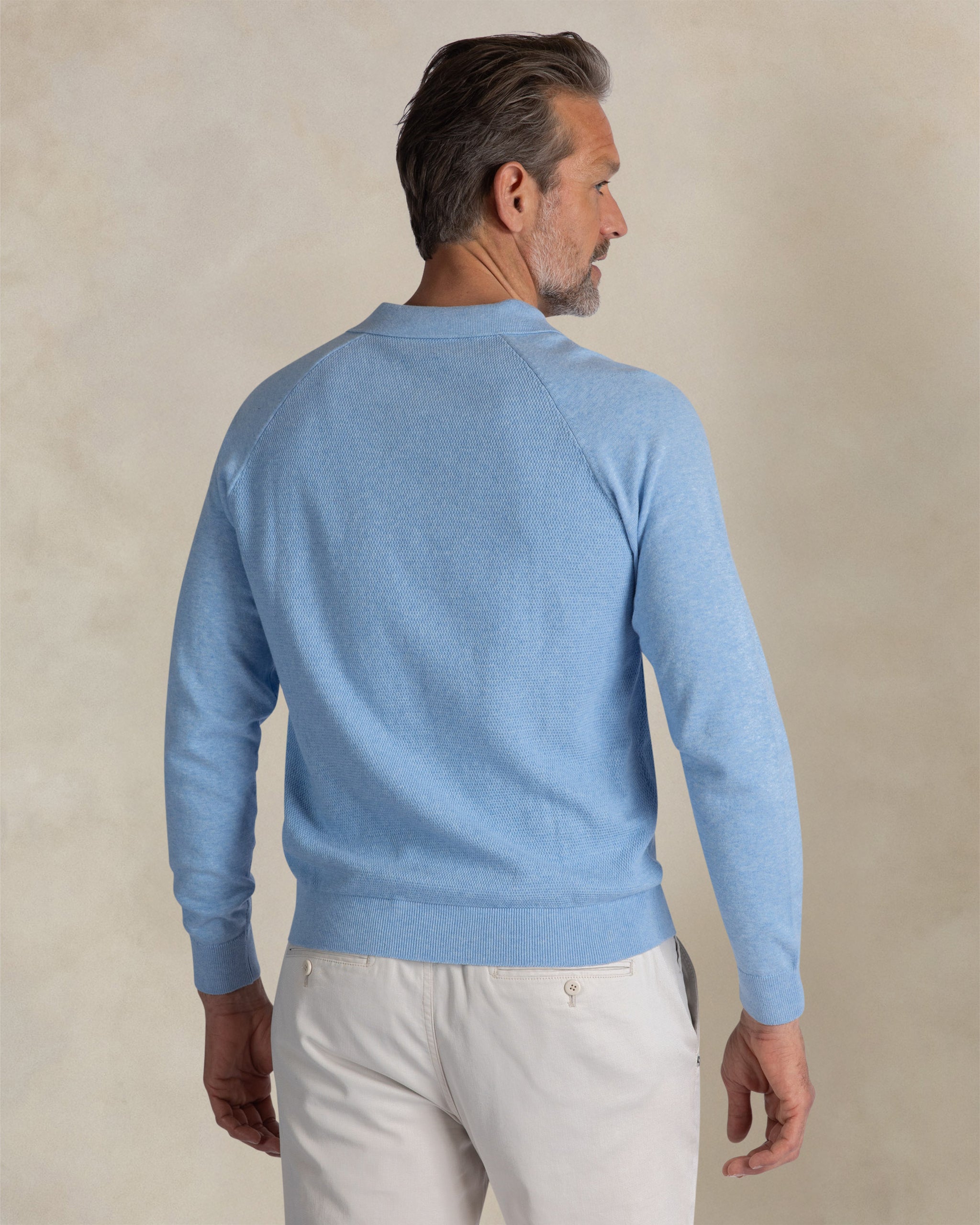 Blue cotton knitted polo Blue cotton knitted polo