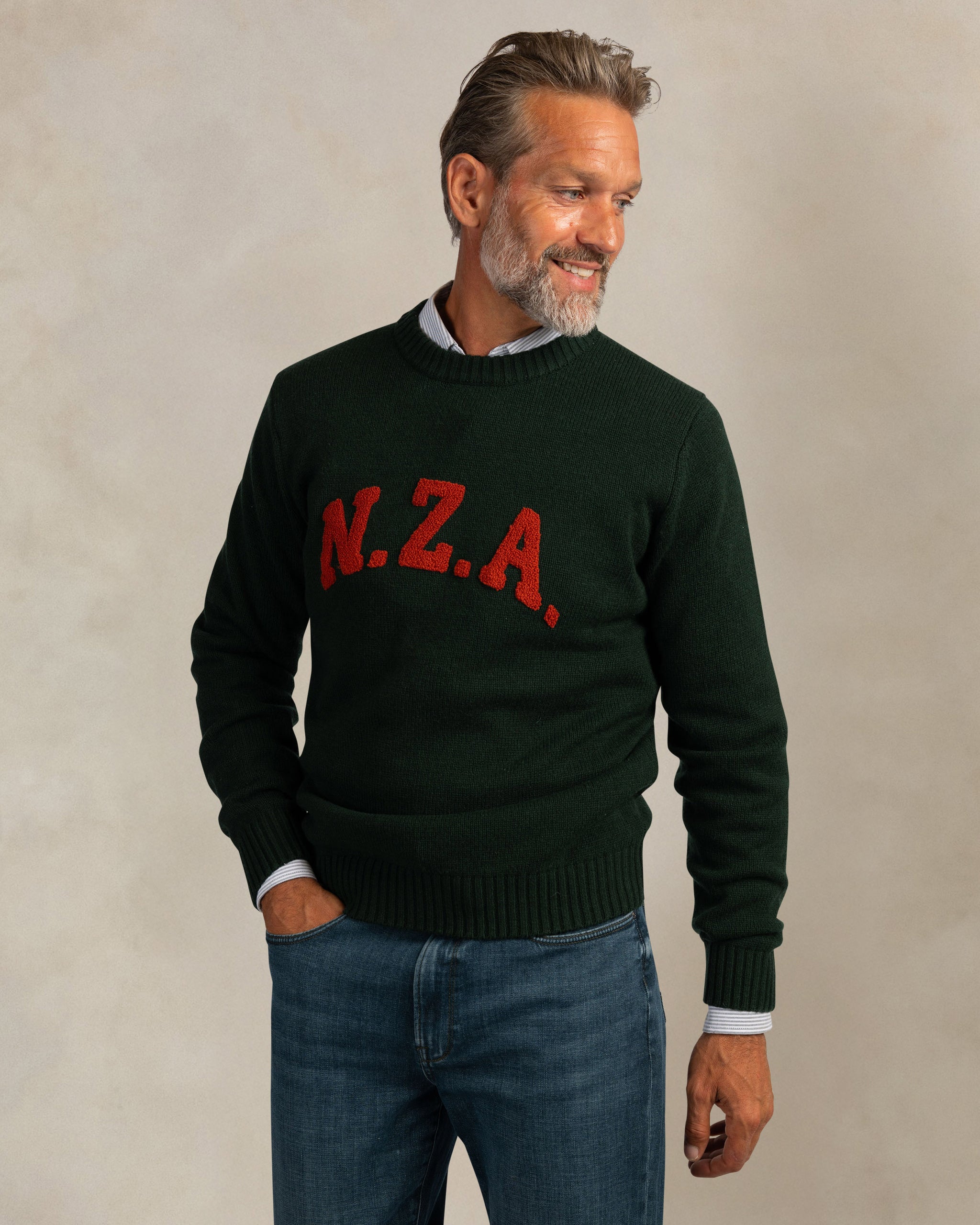 Dark green wool logo knit Dark green wool logo knit