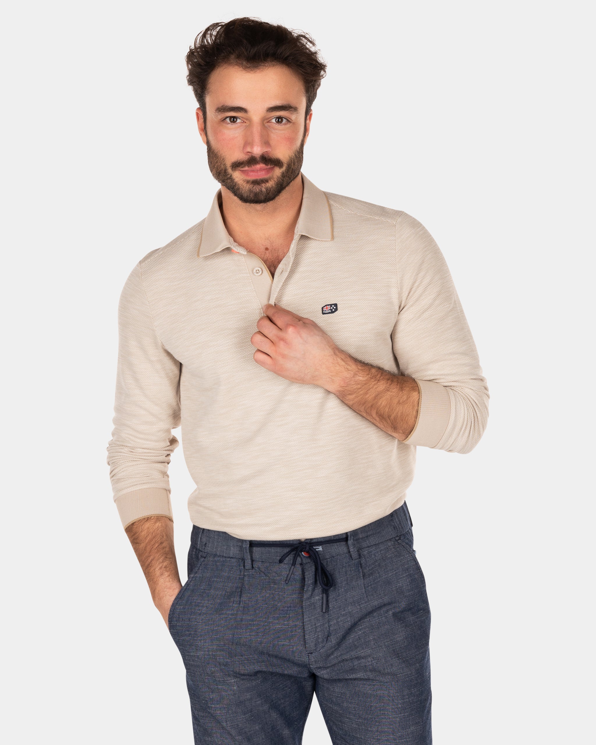 Polo liso de manga larga - Shimmering Sand Polo liso de manga larga - Shimmering Sand