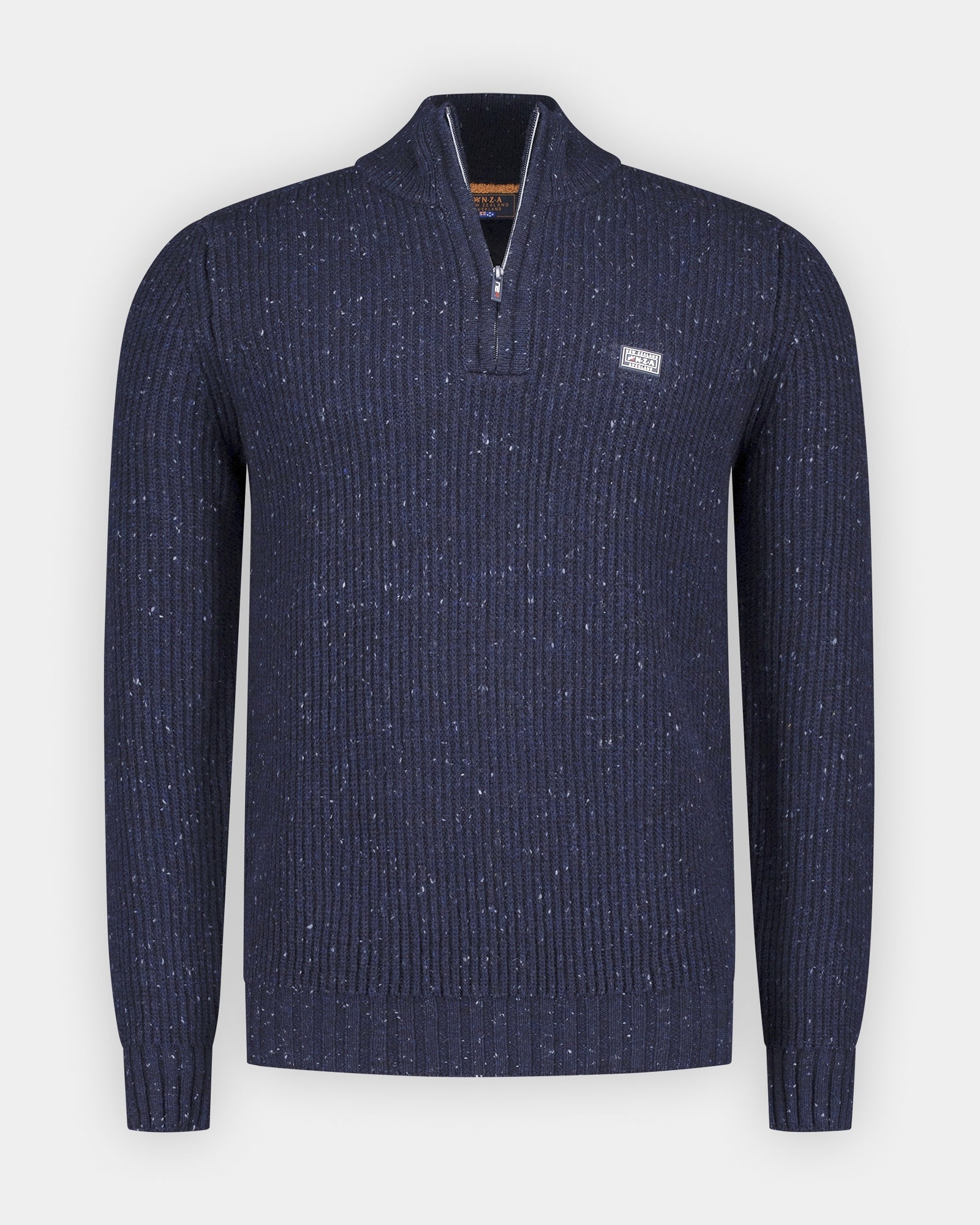 Jersey azul de lana con media cremallera Jersey azul de lana con media cremallera