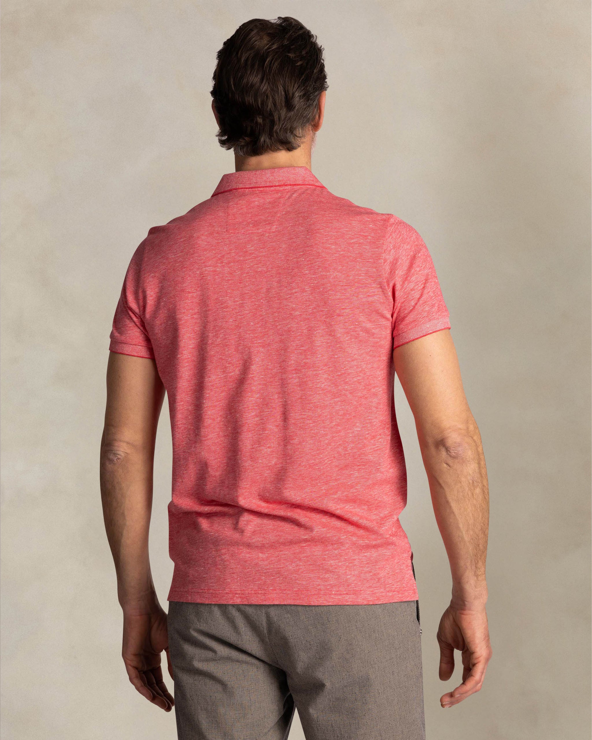 Red solid polo made of cotton and linen Red solid polo made of cotton and linen