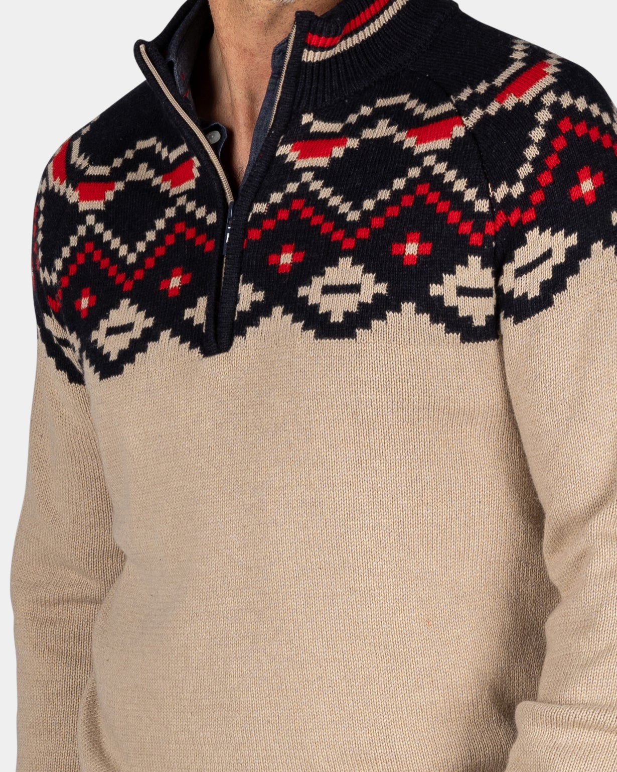 Beige sweater with black print - Winter Navy Beige sweater with black print - Winter Navy