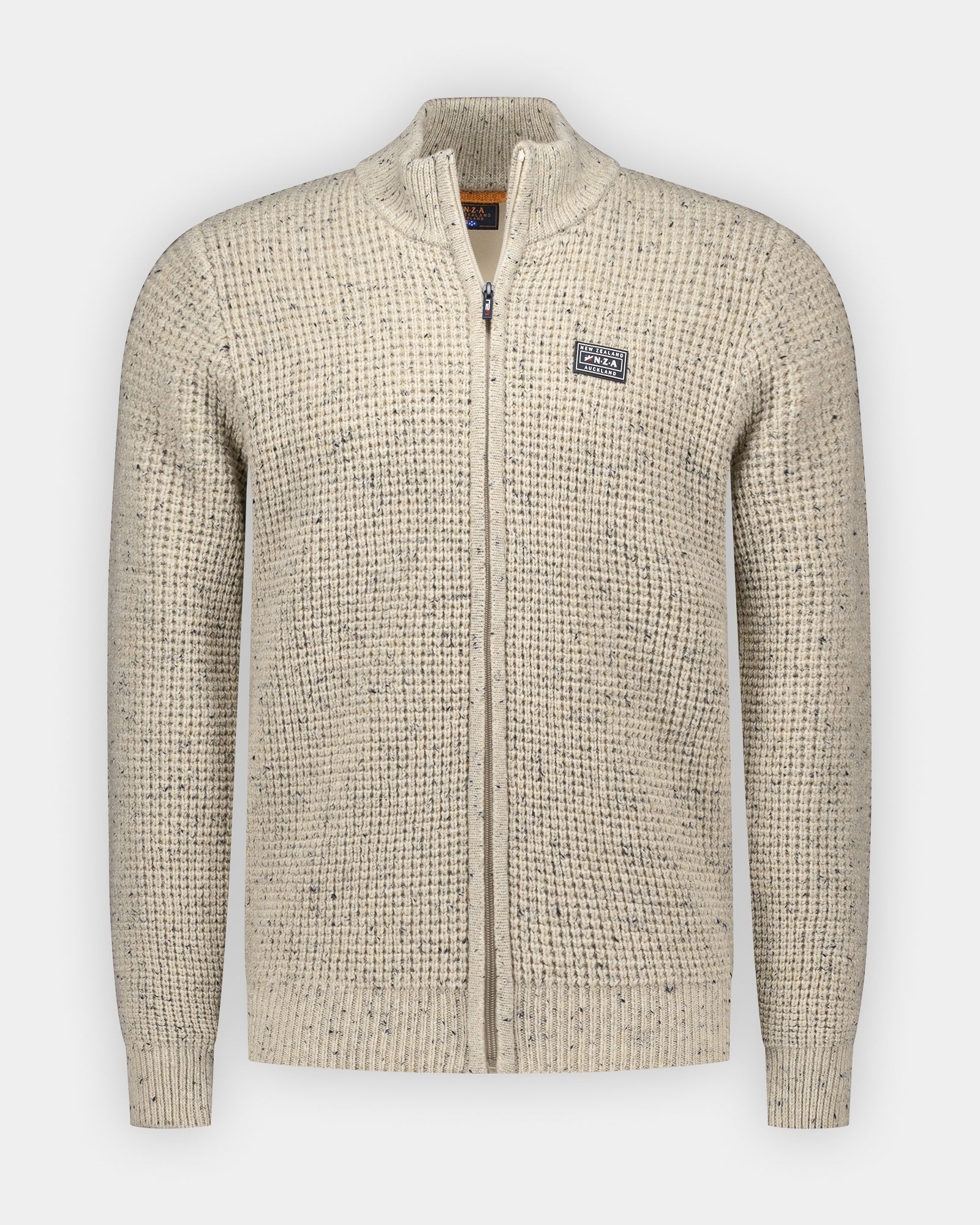 Maille en laine écrue à demi-zip Maille en laine écrue à demi-zip