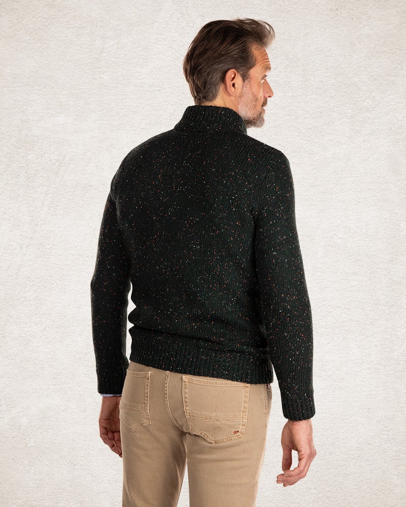 Half buttoned wool blend pullover - Crushing Green