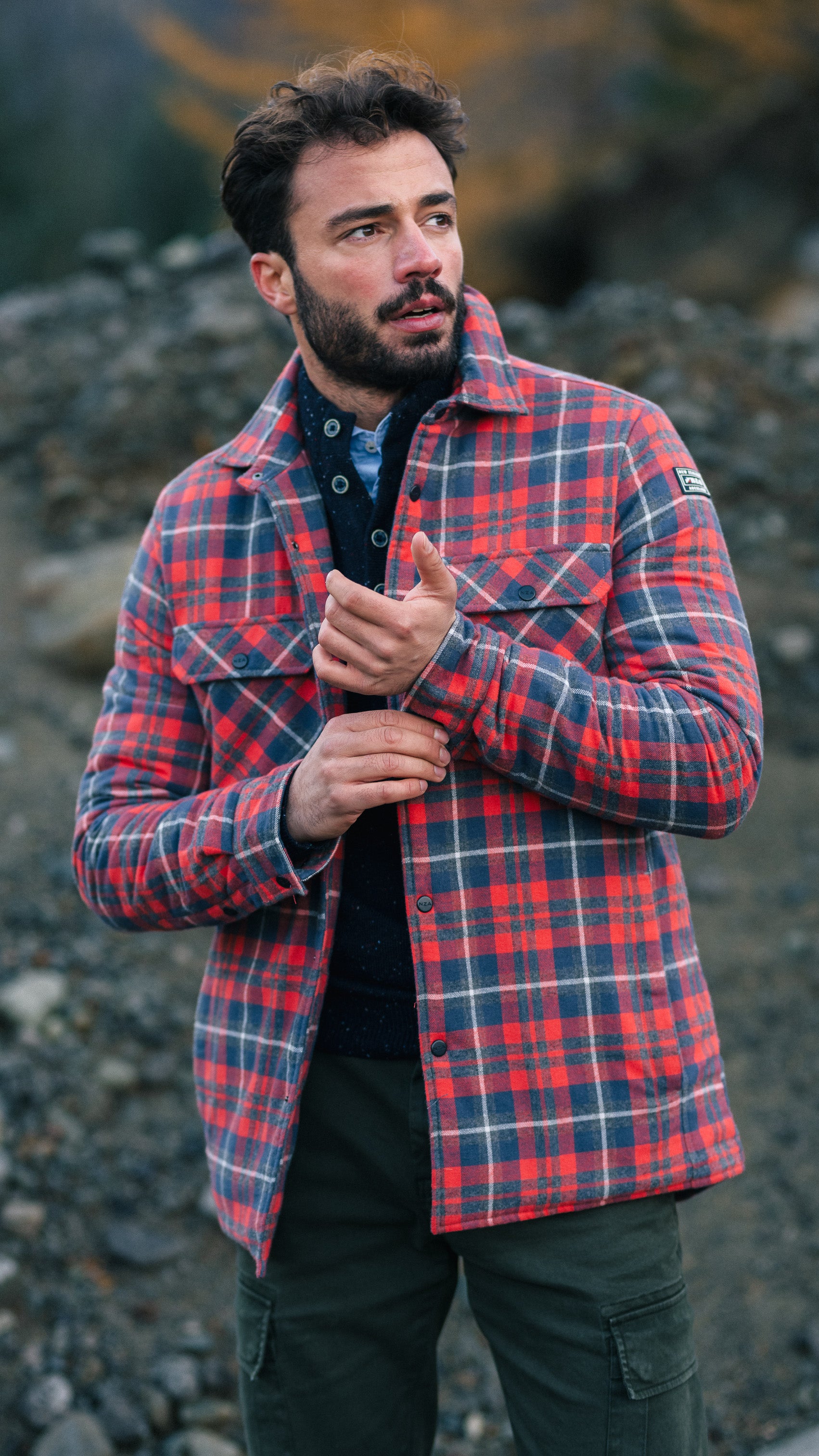 Camisa de franela acolchada a cuadros rojo - Reef Red Camisa de franela acolchada a cuadros rojo - Reef Red