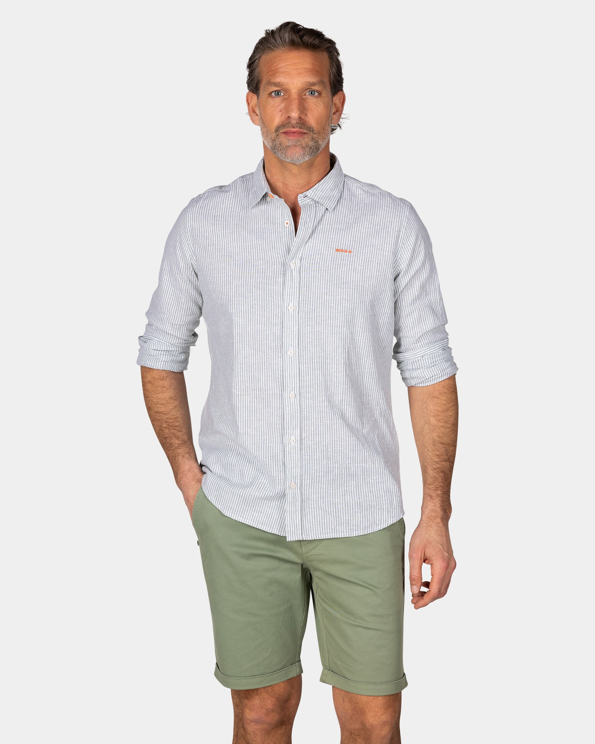 Light Green Linen Shirt with Elastane Light Green Linen Shirt with Elastane