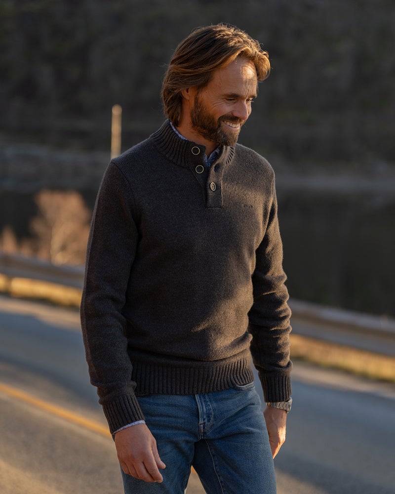 Brown wool button-neck sweater Brown wool button-neck sweater