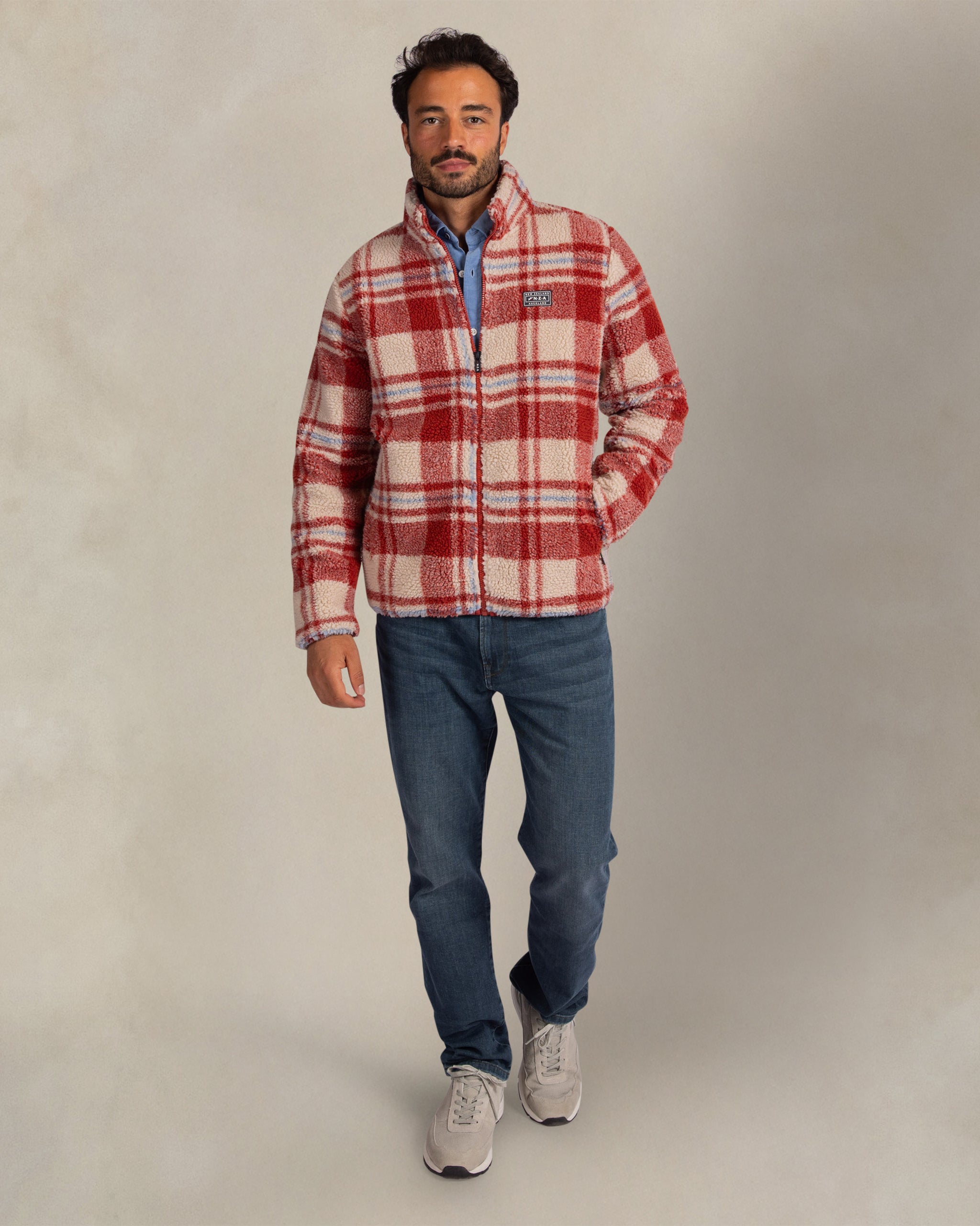 Orange check teddy fleece vest Orange check teddy fleece vest