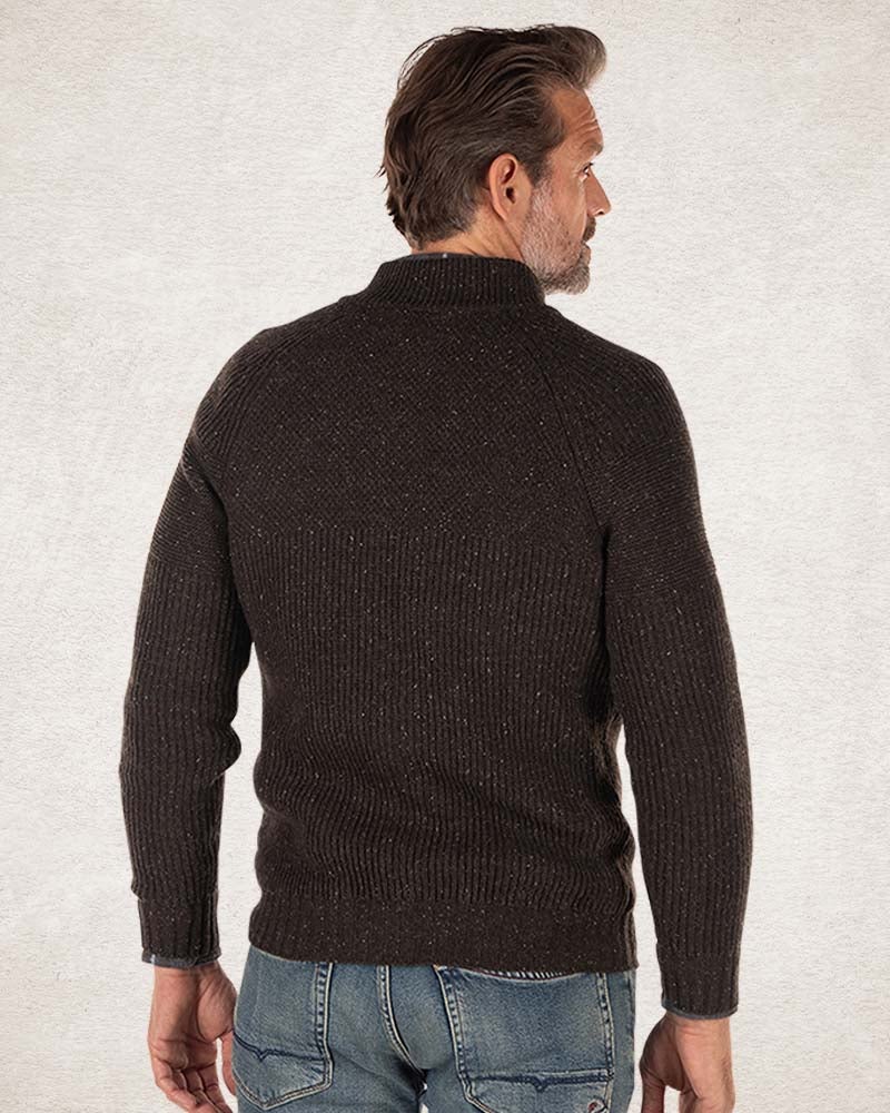 Cardigan tricoté en coton et laine - Smoked Green Cardigan tricoté en coton et laine - Smoked Green