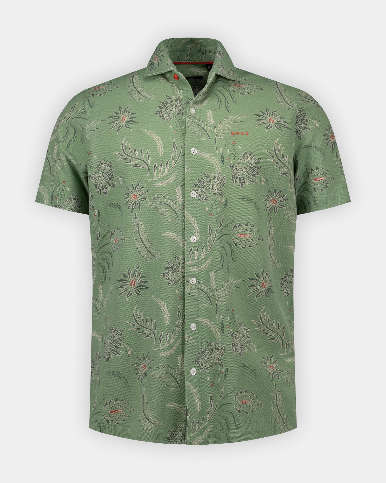 Grünes Piqué-Hemd mit kurzem Ärmel Grünes Piqué-Hemd mit kurzem Ärmel