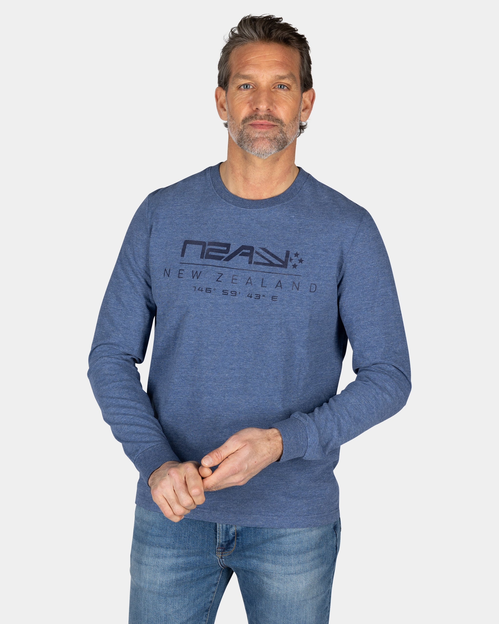Blauwe katoenen longsleeve Blauwe katoenen longsleeve