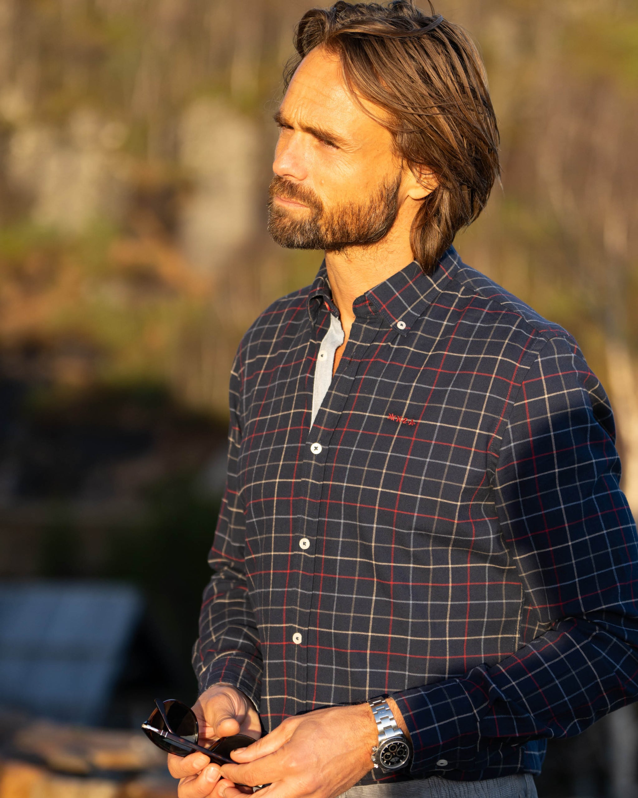 Blaues Baumwollhemd mit Stretch Blaues Baumwollhemd mit Stretch