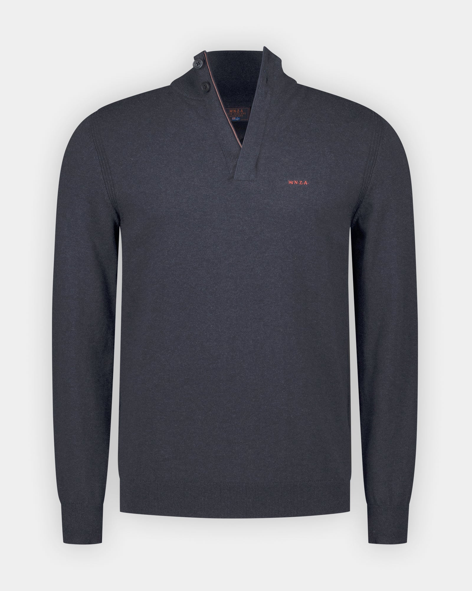 Blauwe katoenen quarter zip trui Blauwe katoenen quarter zip trui