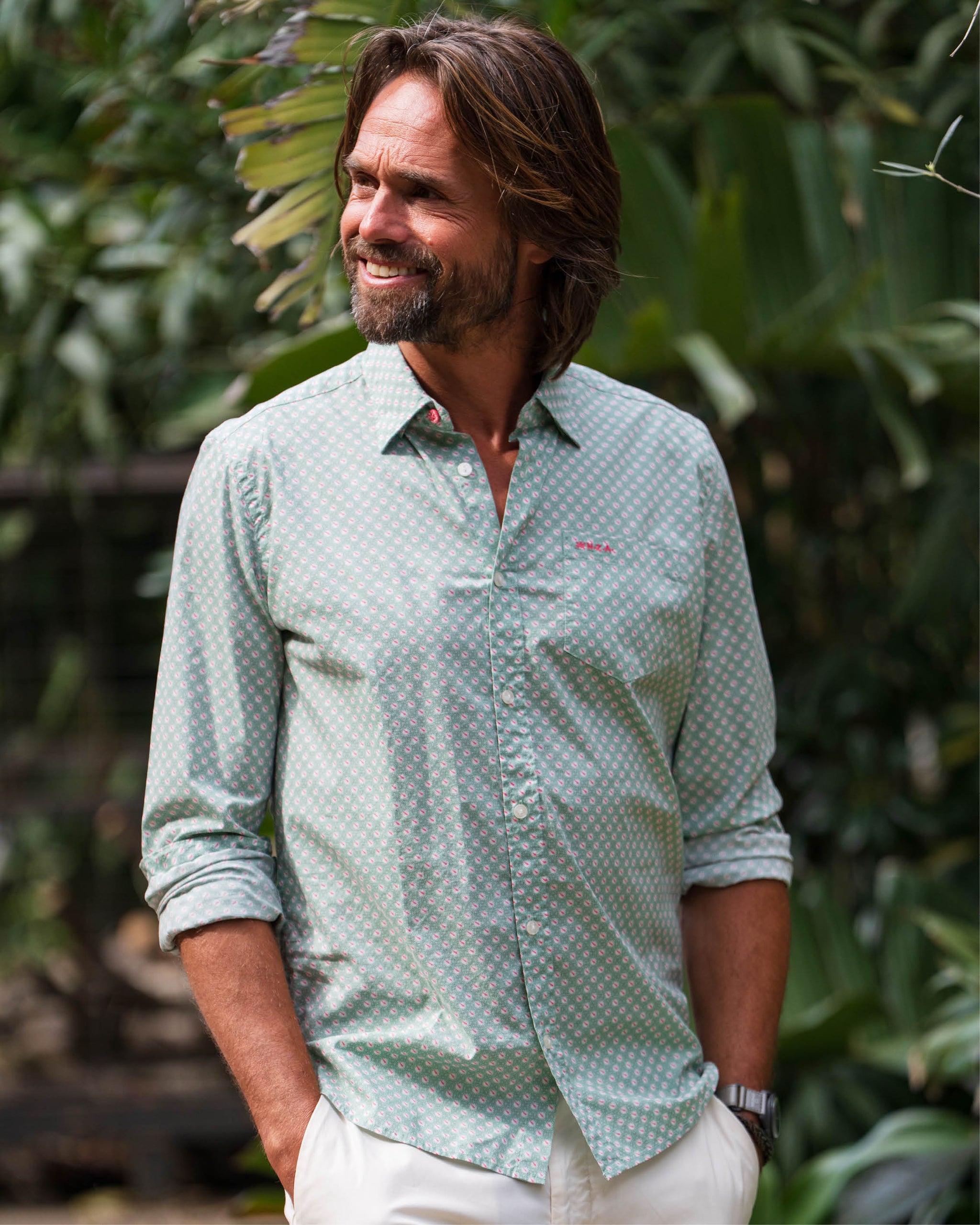 Lichtgroen overhemd met print Lichtgroen overhemd met print