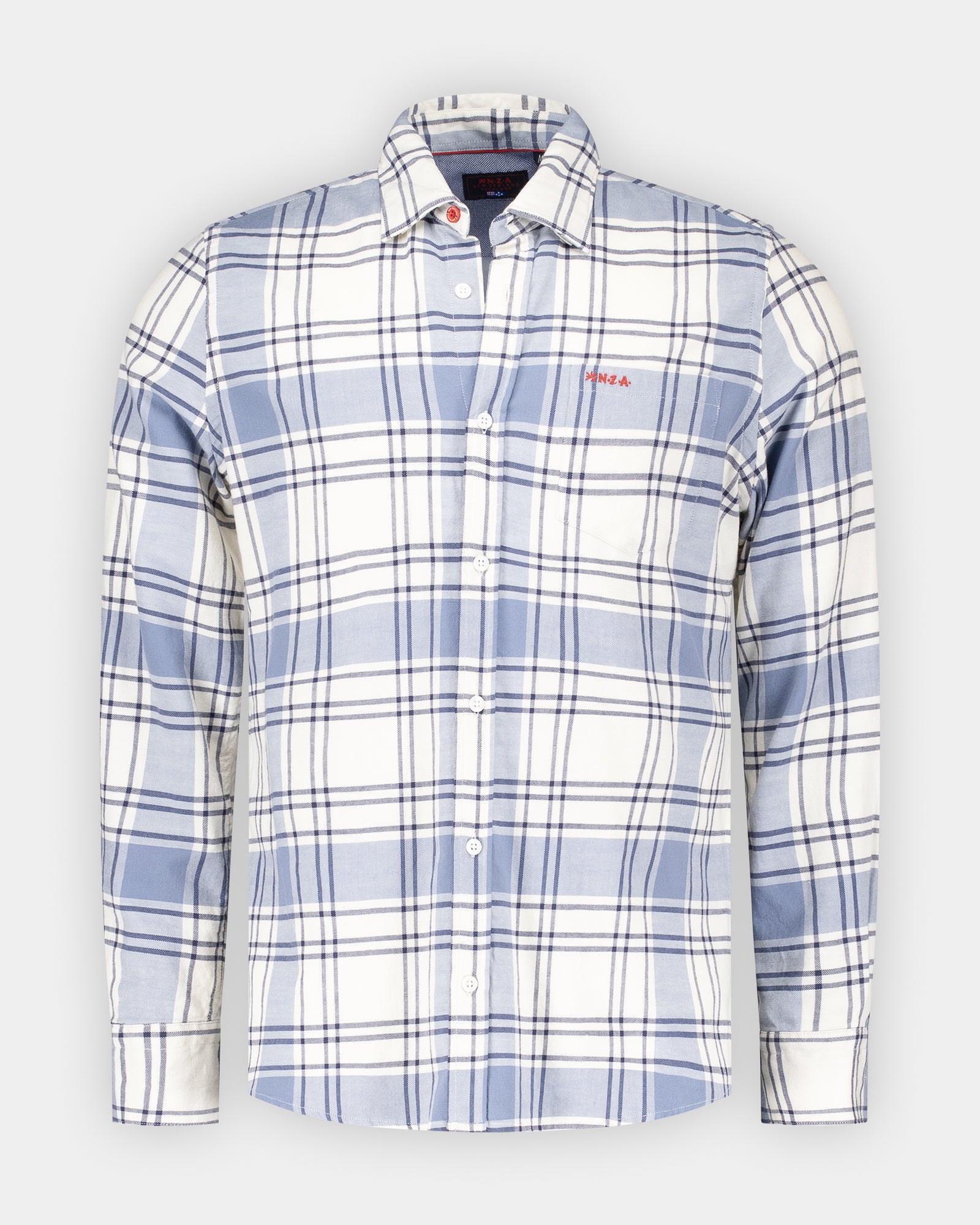 Wit katoenen geruit overhemd Wit katoenen geruit overhemd